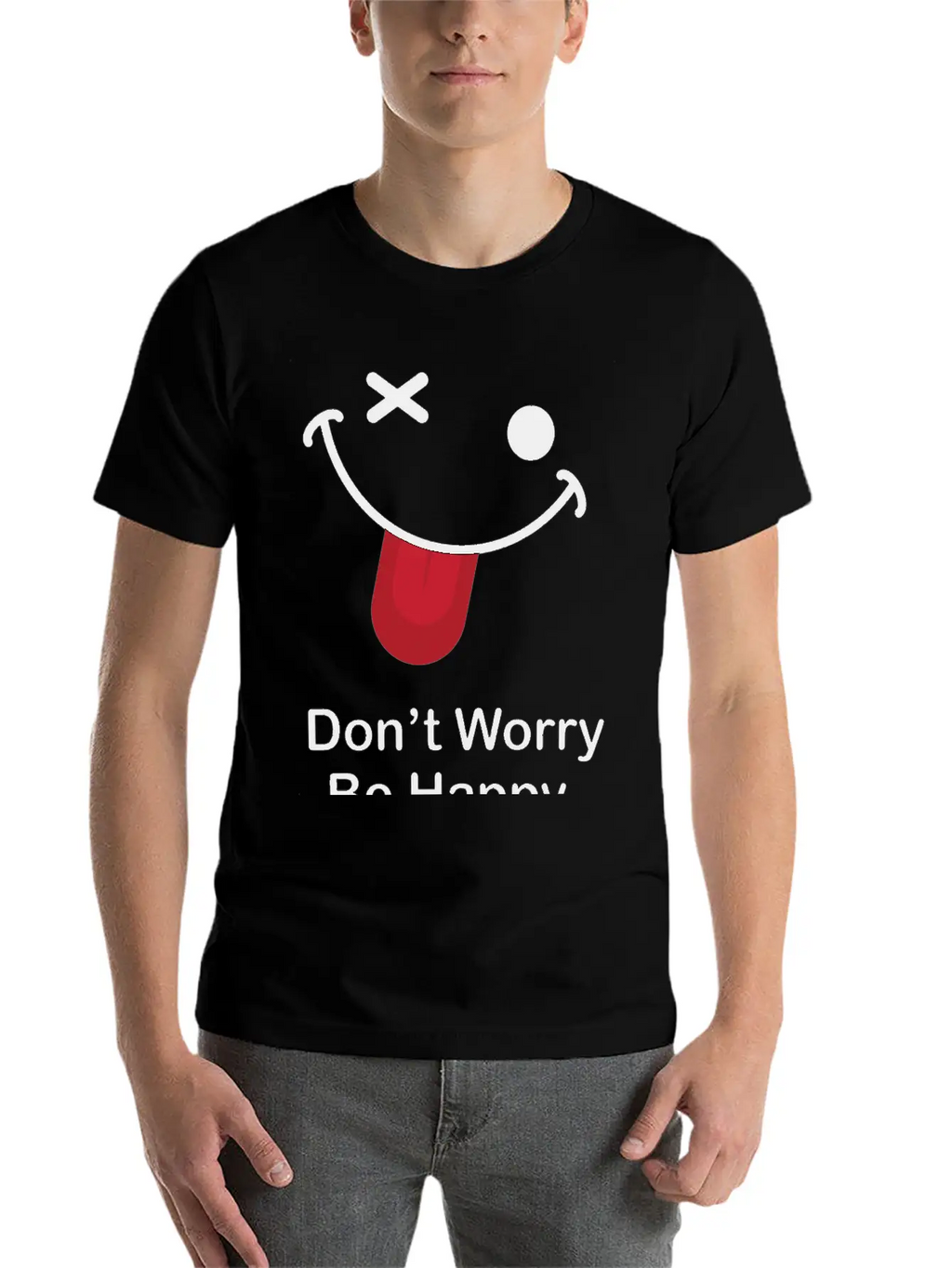 Don't Worry Be Happy Breathable Graphic T-Shirt – Perfect For Casual Days