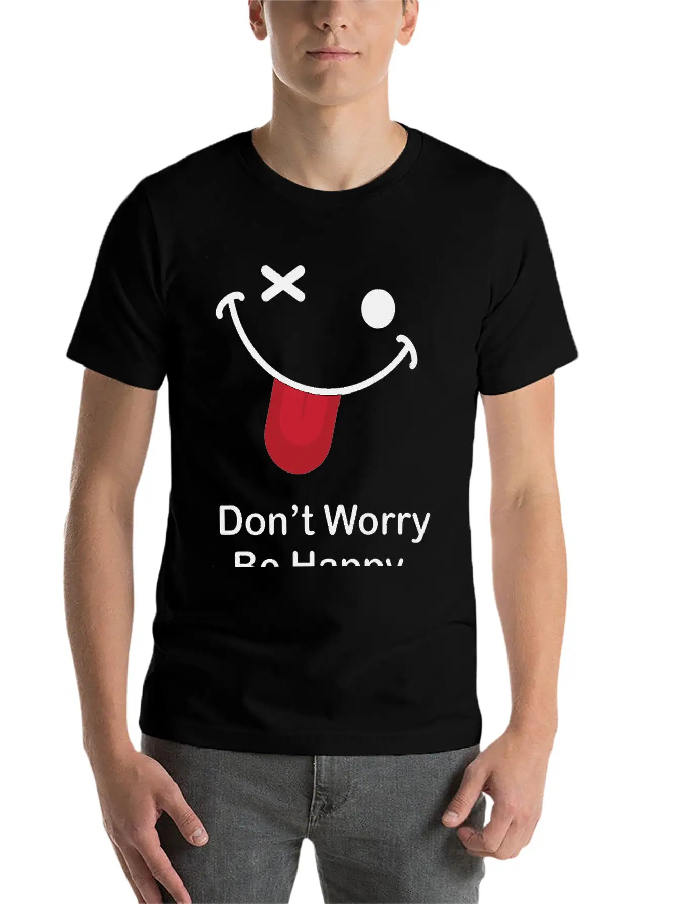 Don't Worry Be Happy Breathable Graphic T-Shirt – Perfect For Casual Days