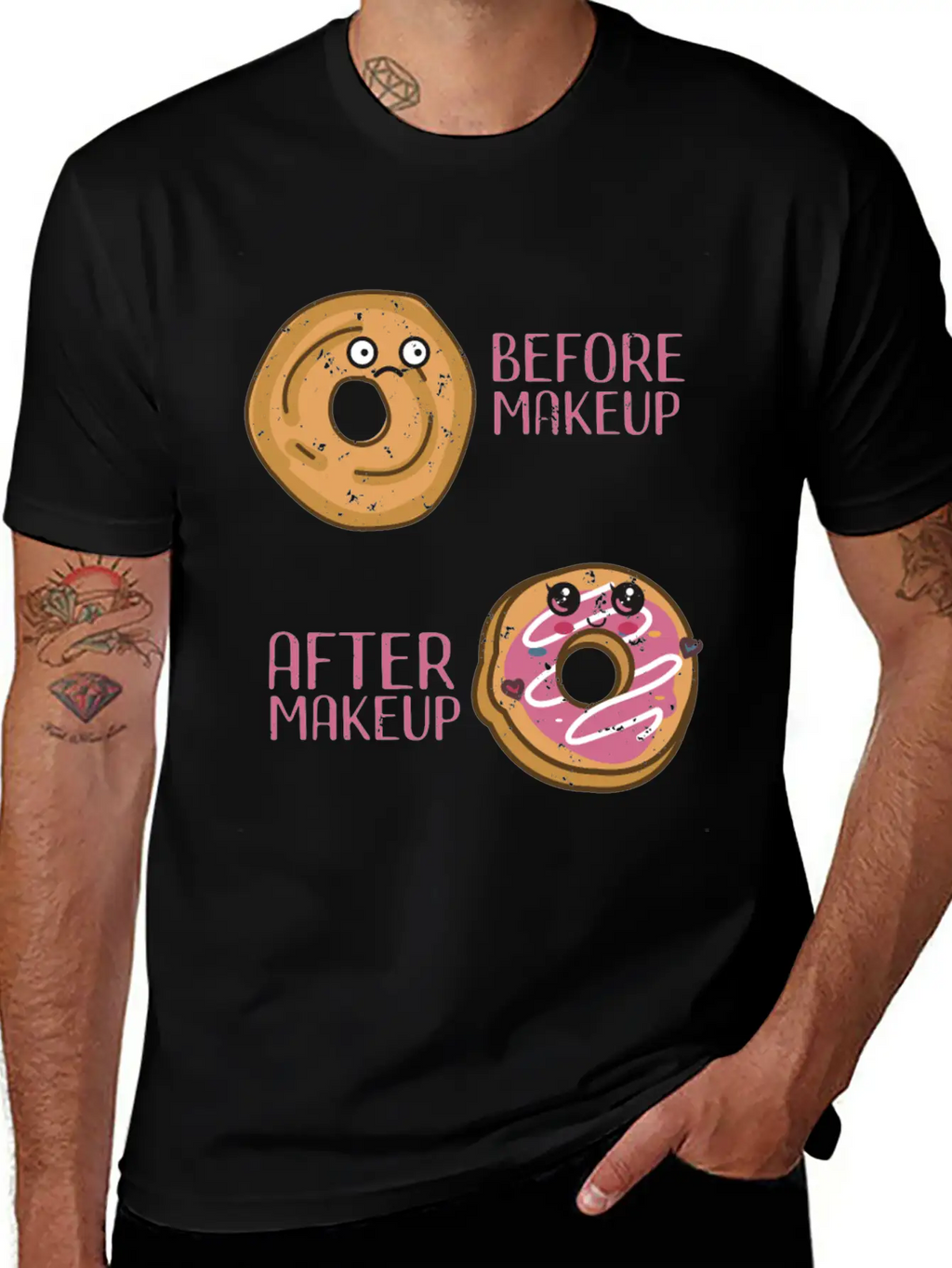 Donut Design For A Makeup Lover Casual Graphic T-Shirt – Simple And Comfortable Daily Wear