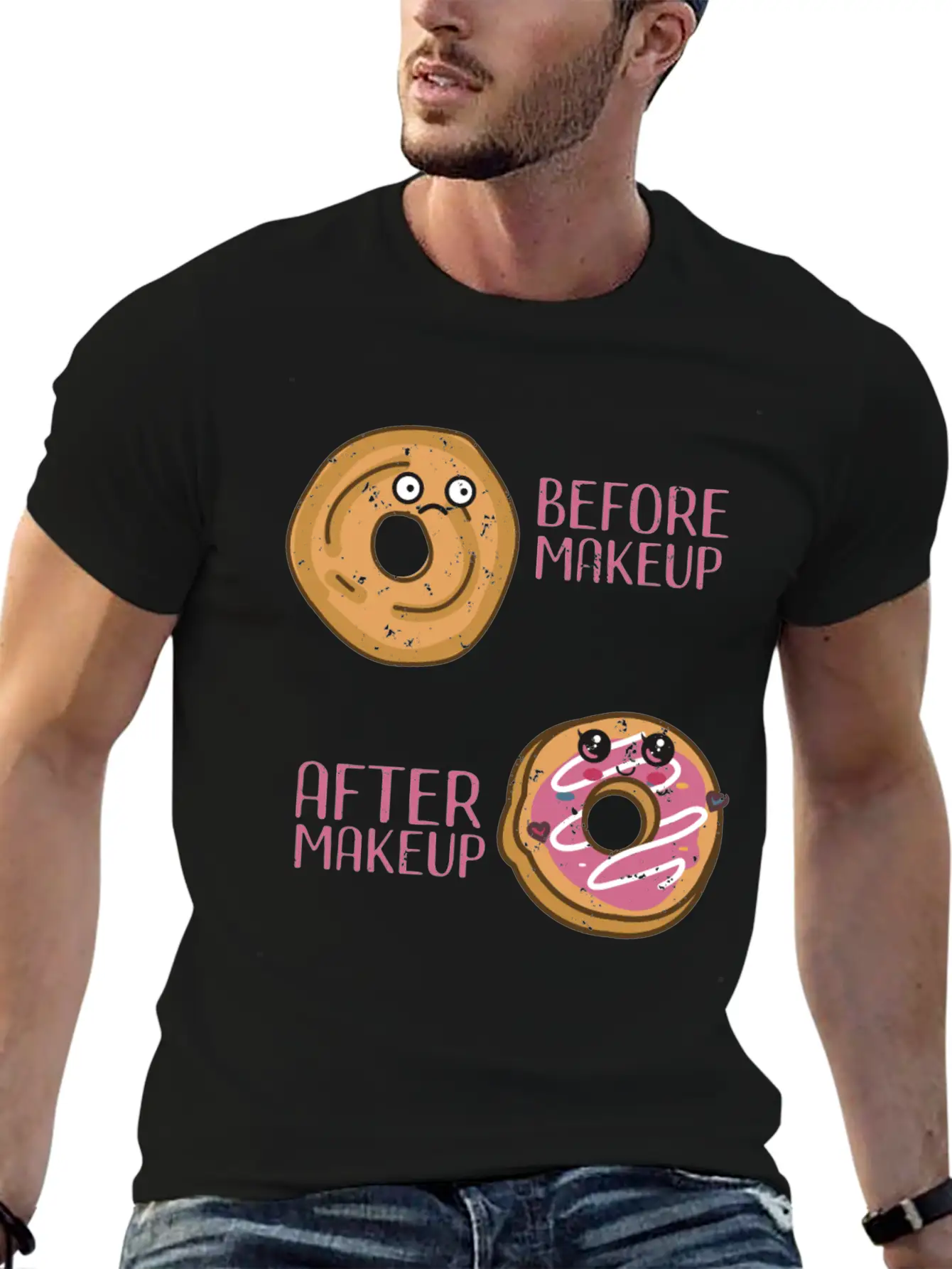 Donut Design For A Makeup Lover Casual Graphic T-Shirt – Simple And Comfortable Daily Wear