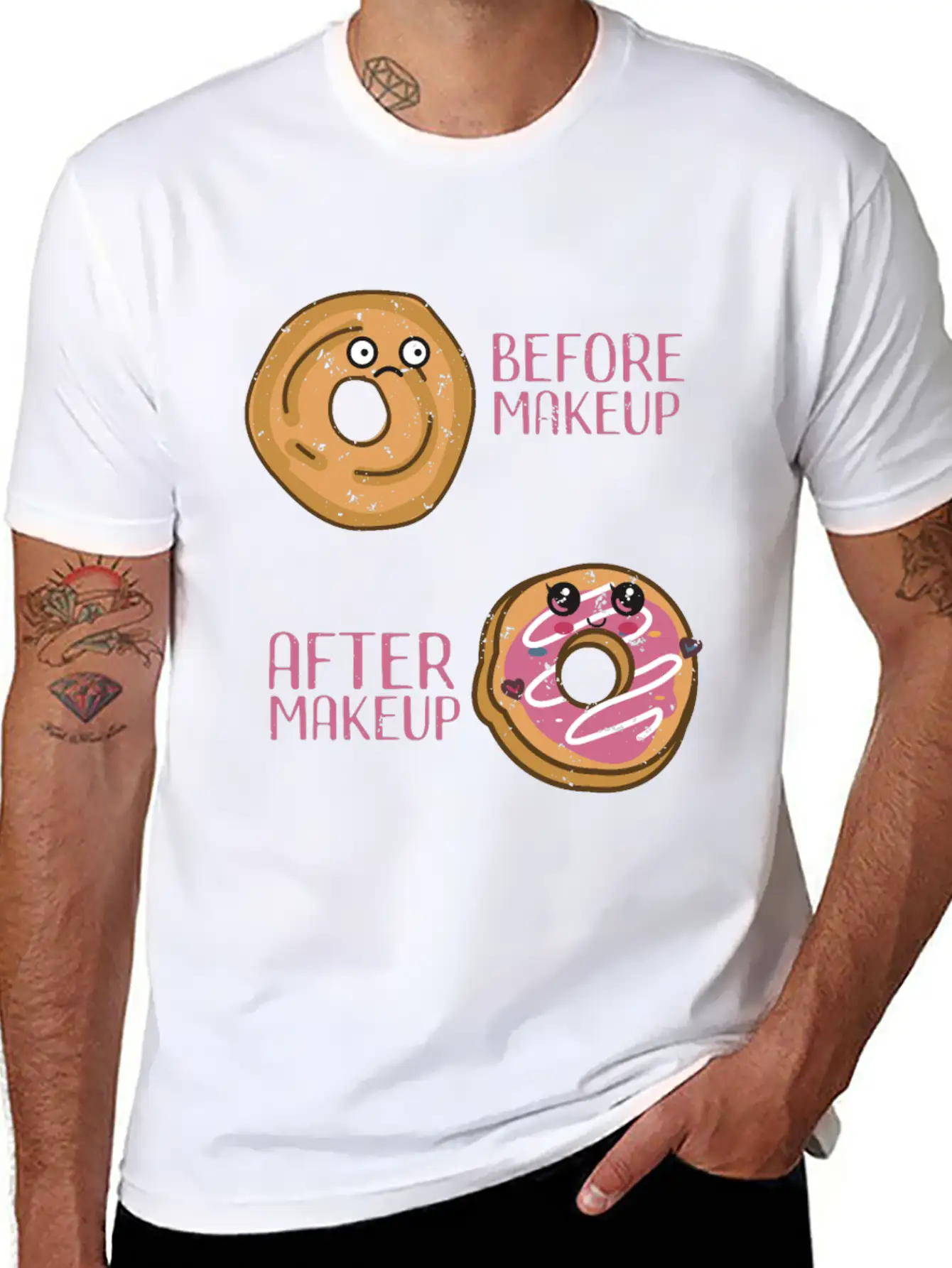 Donut Design For A Makeup Lover Casual Graphic T-Shirt – Simple And Comfortable Daily Wear
