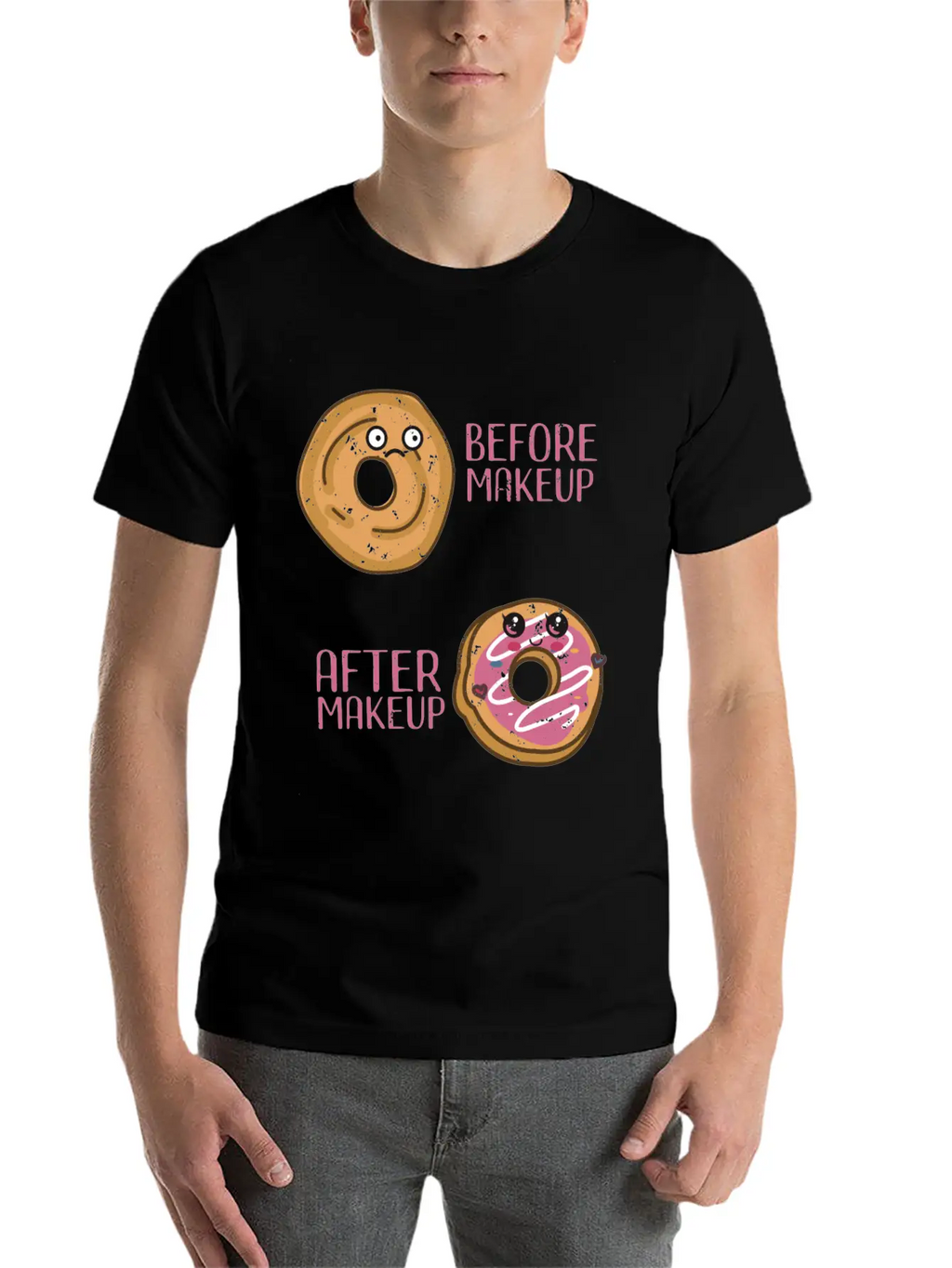 Donut Design For A Makeup Lover Casual Graphic T-Shirt – Simple And Comfortable Daily Wear