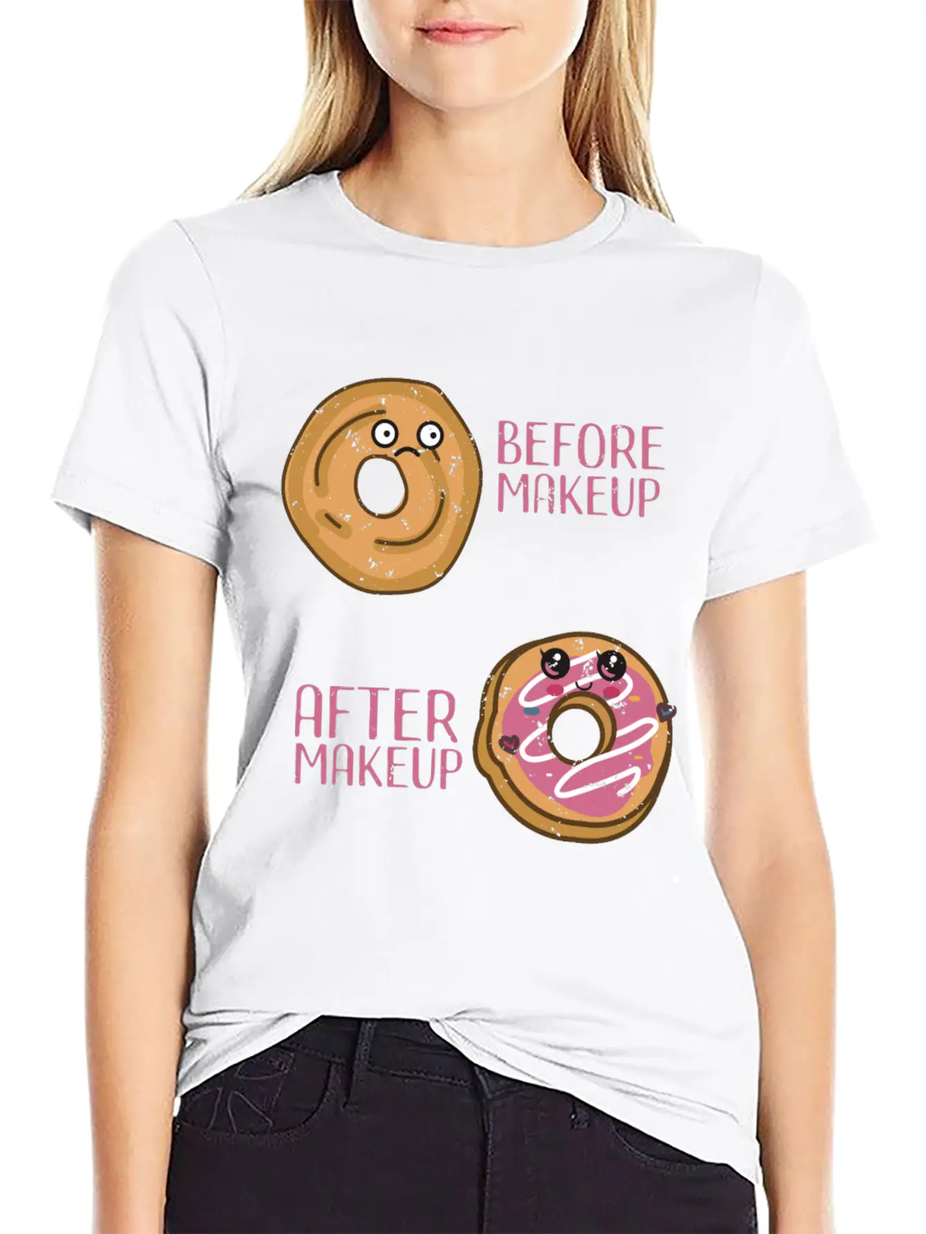 Donut Design For A Makeup Lover Casual Graphic T-Shirt – Simple And Comfortable Daily Wear