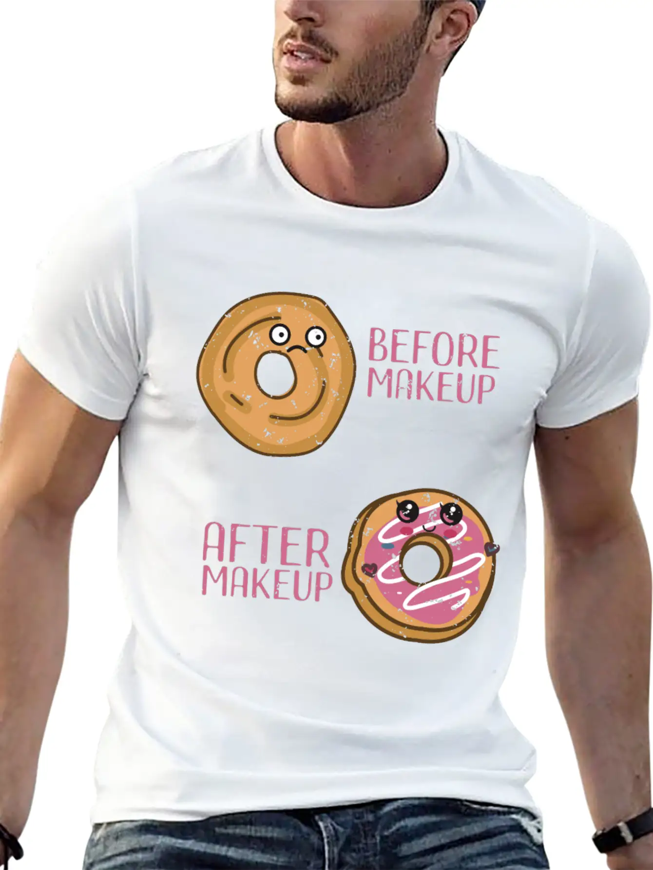 Donut Design For A Makeup Lover Casual Graphic T-Shirt – Simple And Comfortable Daily Wear