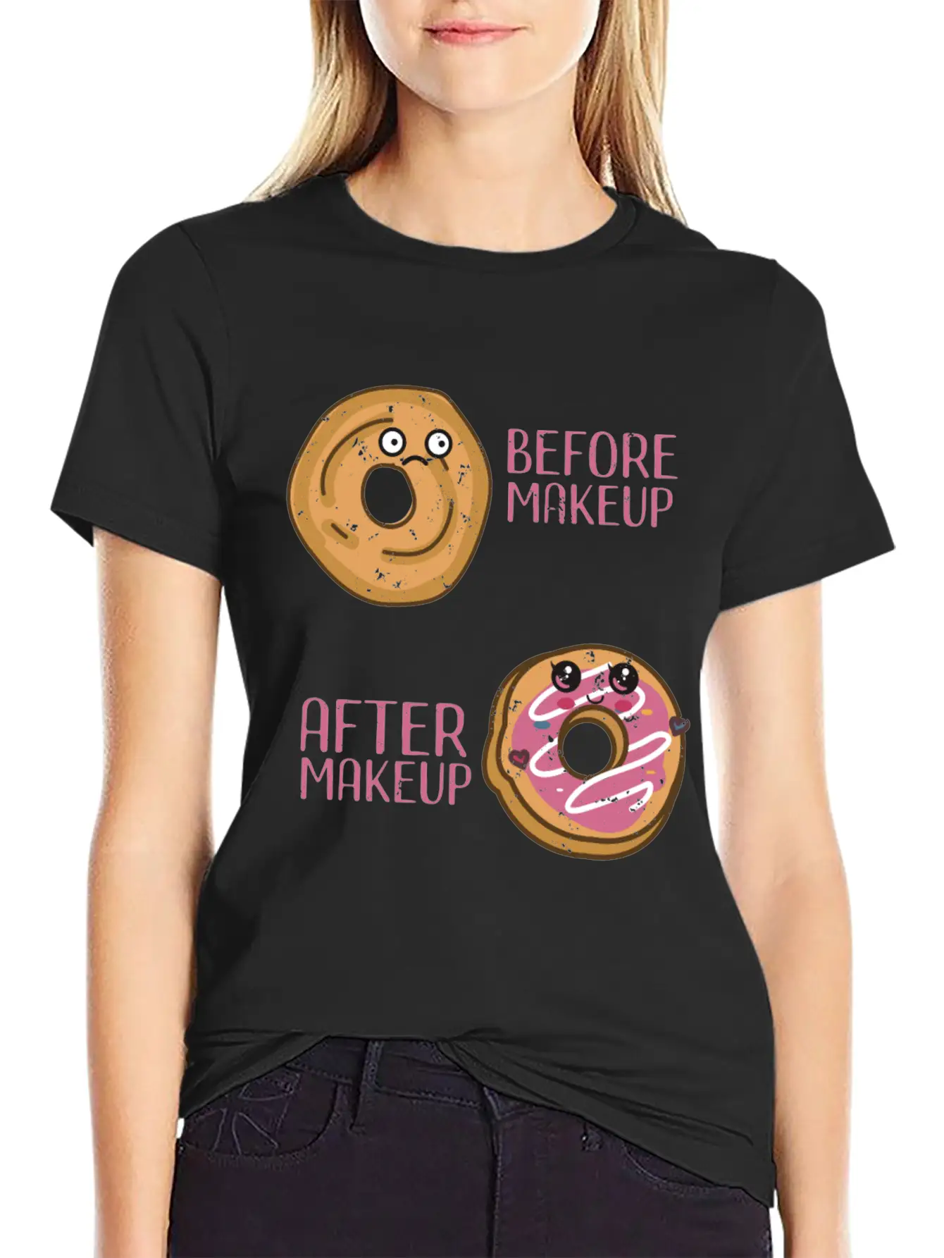 Donut Design For A Makeup Lover Casual Graphic T-Shirt – Simple And Comfortable Daily Wear