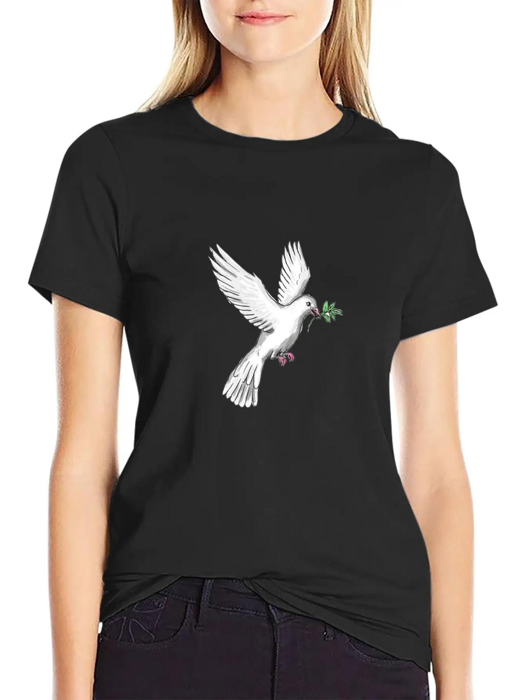 Dove Olive Leaf Tattoo Unisex Casual T-Shirt – Clean Design For Daily Comfort