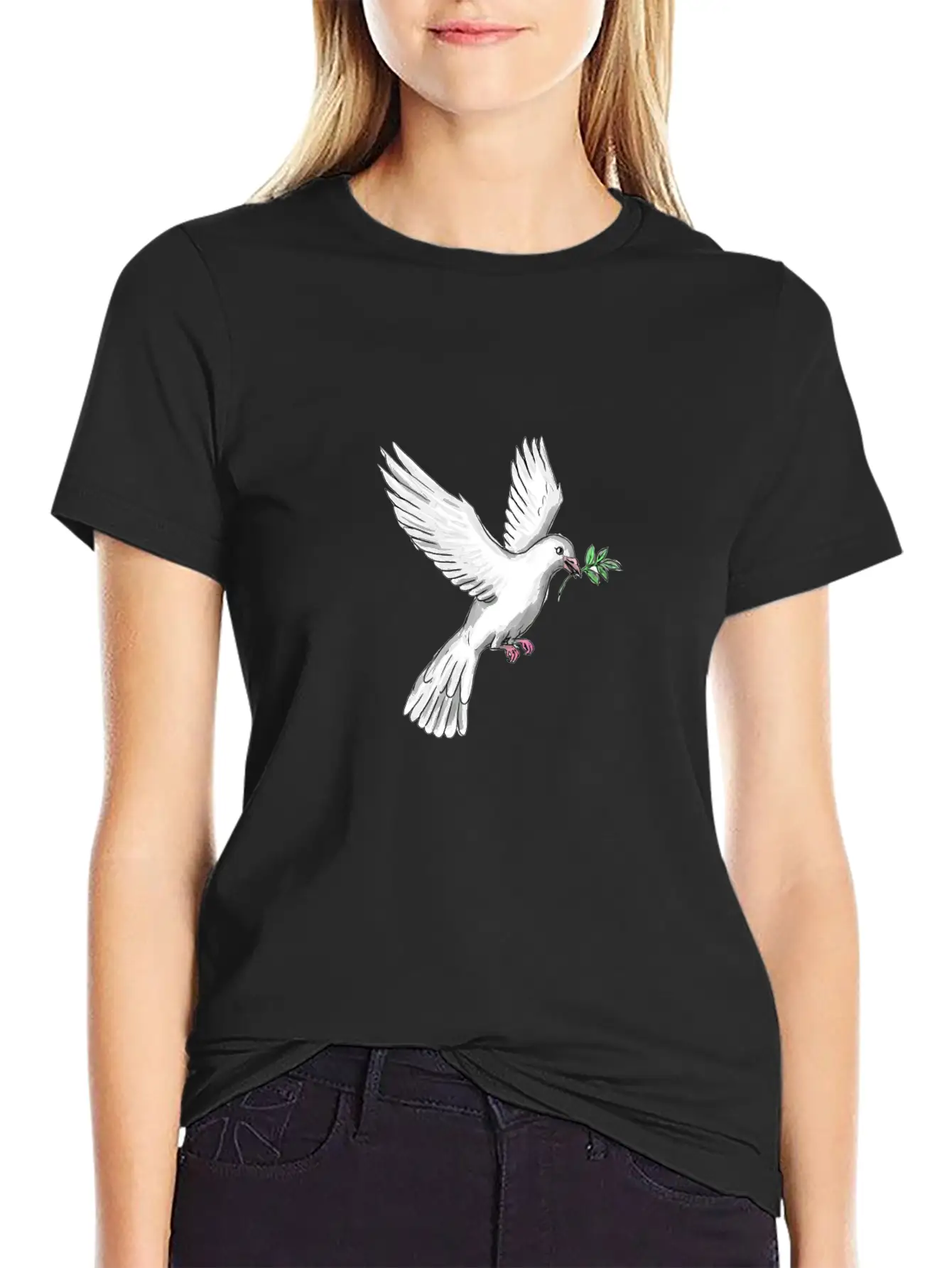 Dove Olive Leaf Tattoo Unisex Casual T-Shirt – Clean Design For Daily Comfort
