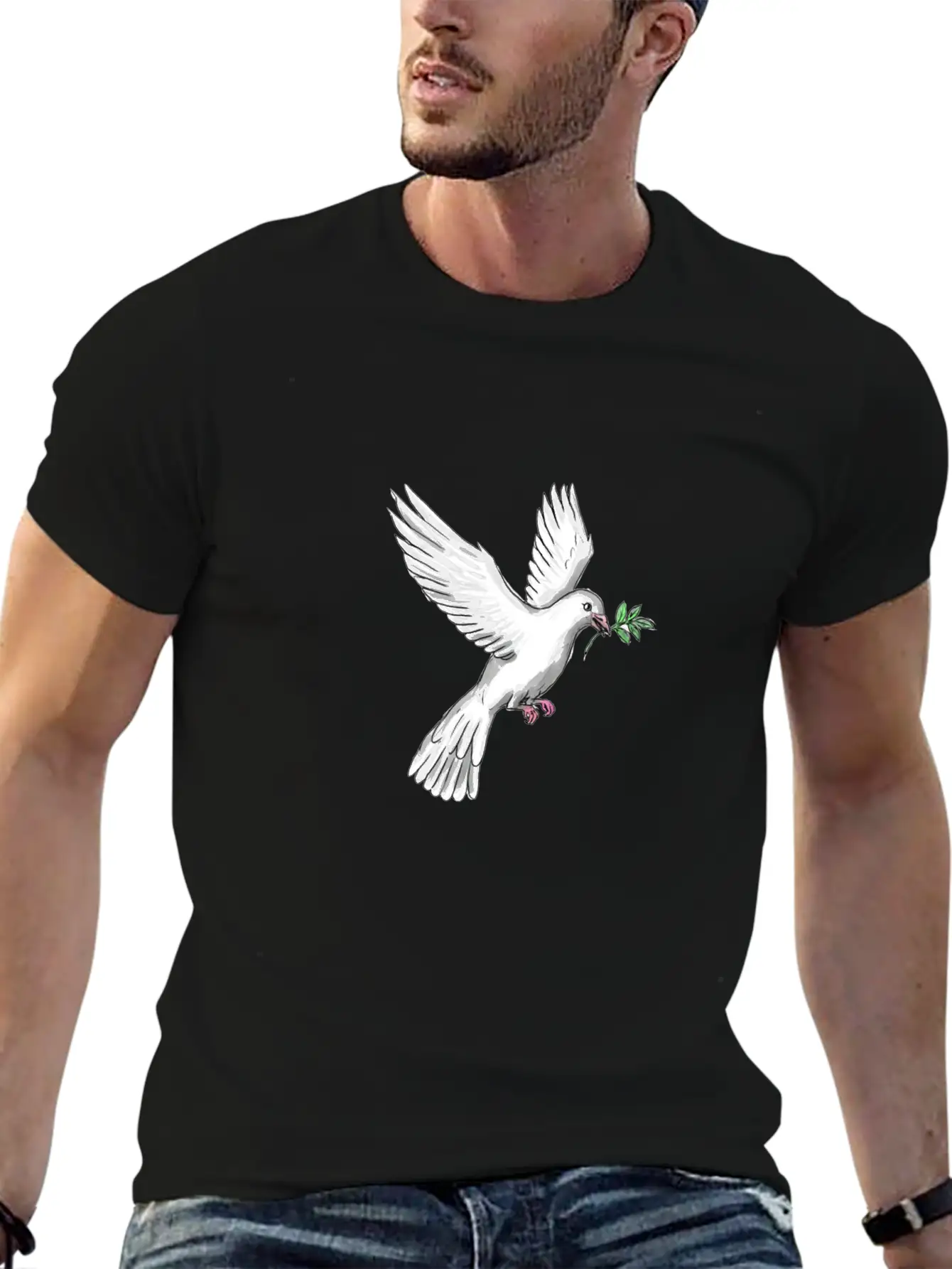 Dove Olive Leaf Tattoo Unisex Casual T-Shirt – Clean Design For Daily Comfort