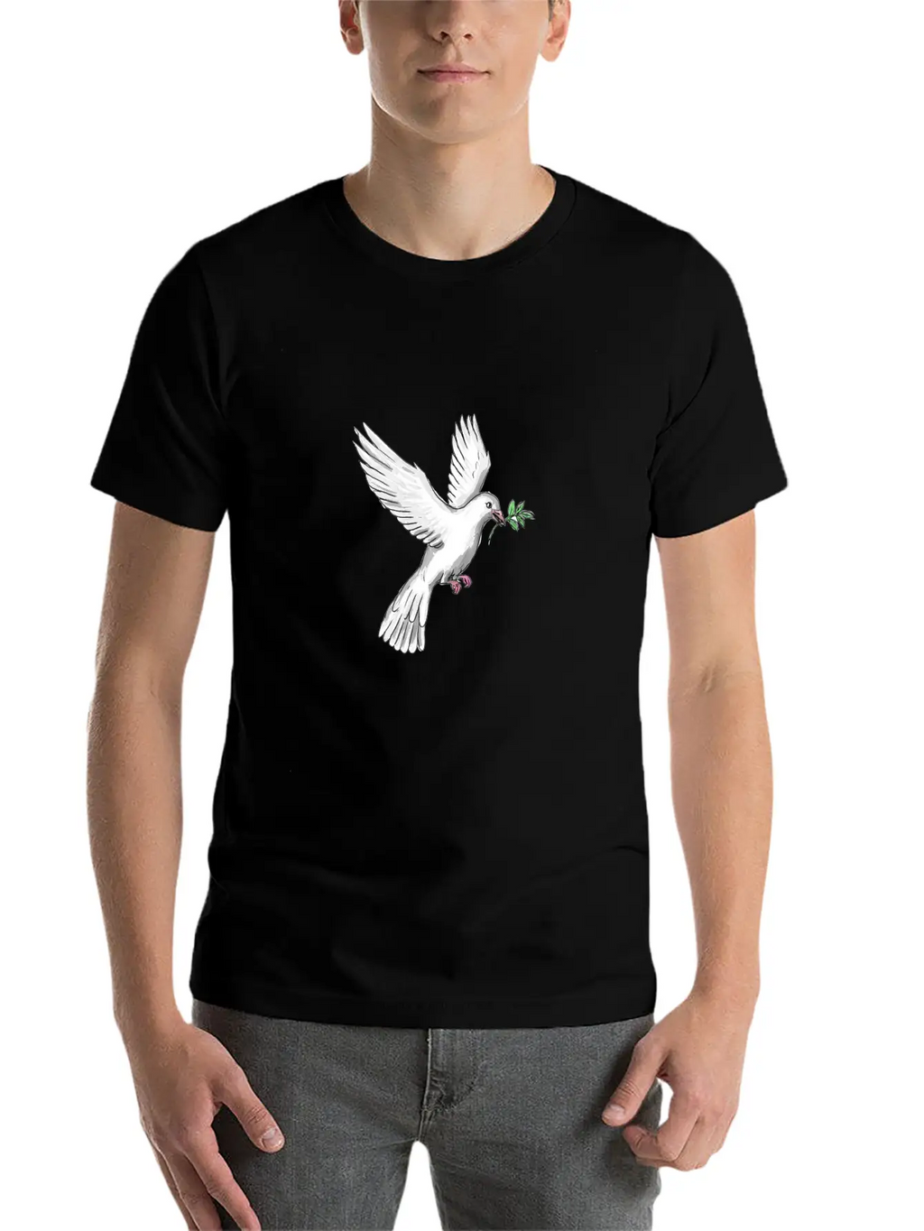 Dove Olive Leaf Tattoo Unisex Casual T-Shirt – Clean Design For Daily Comfort