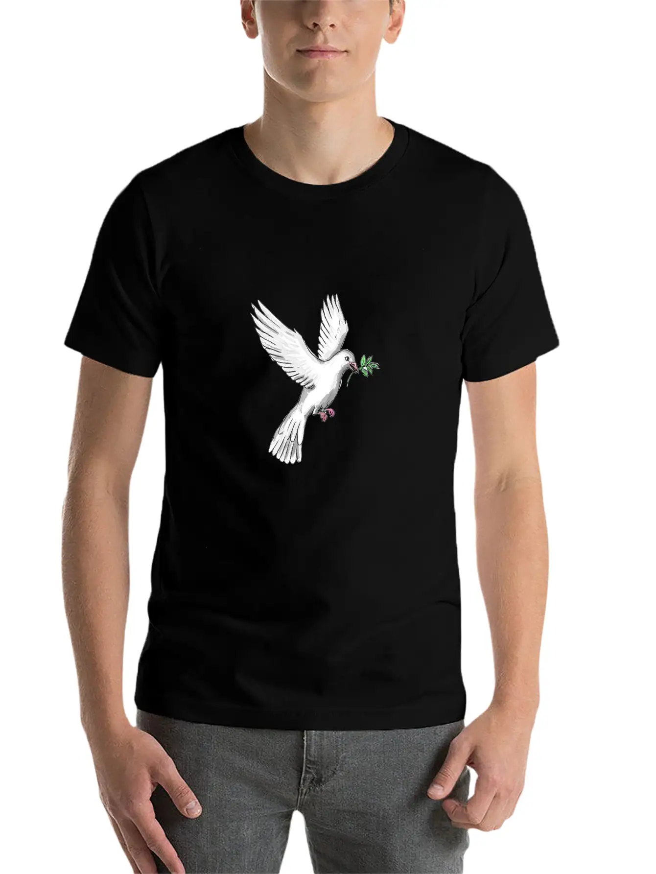 Dove Olive Leaf Tattoo Unisex Casual T-Shirt – Clean Design For Daily Comfort