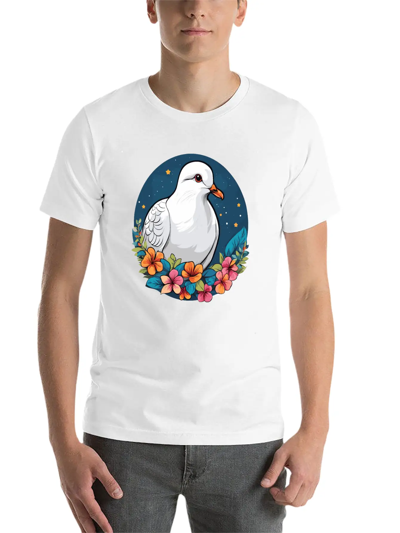 Dove Unisex Short Sleeve Soft Cotton T-Shirt – Casual Everyday Wear