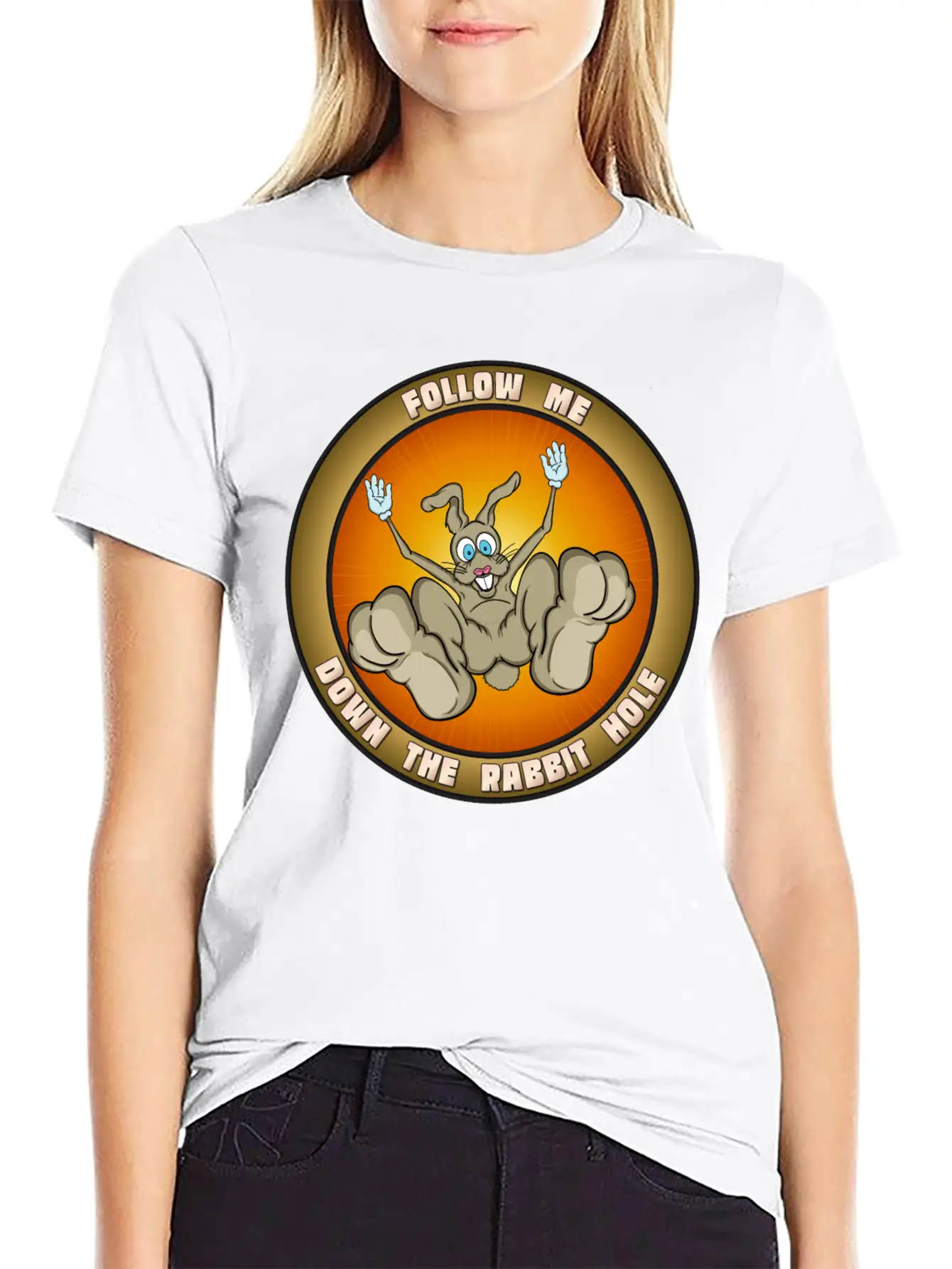 Down The Rabbit Hole Casual Graphic T-Shirt – Simple And Comfortable Daily Wear