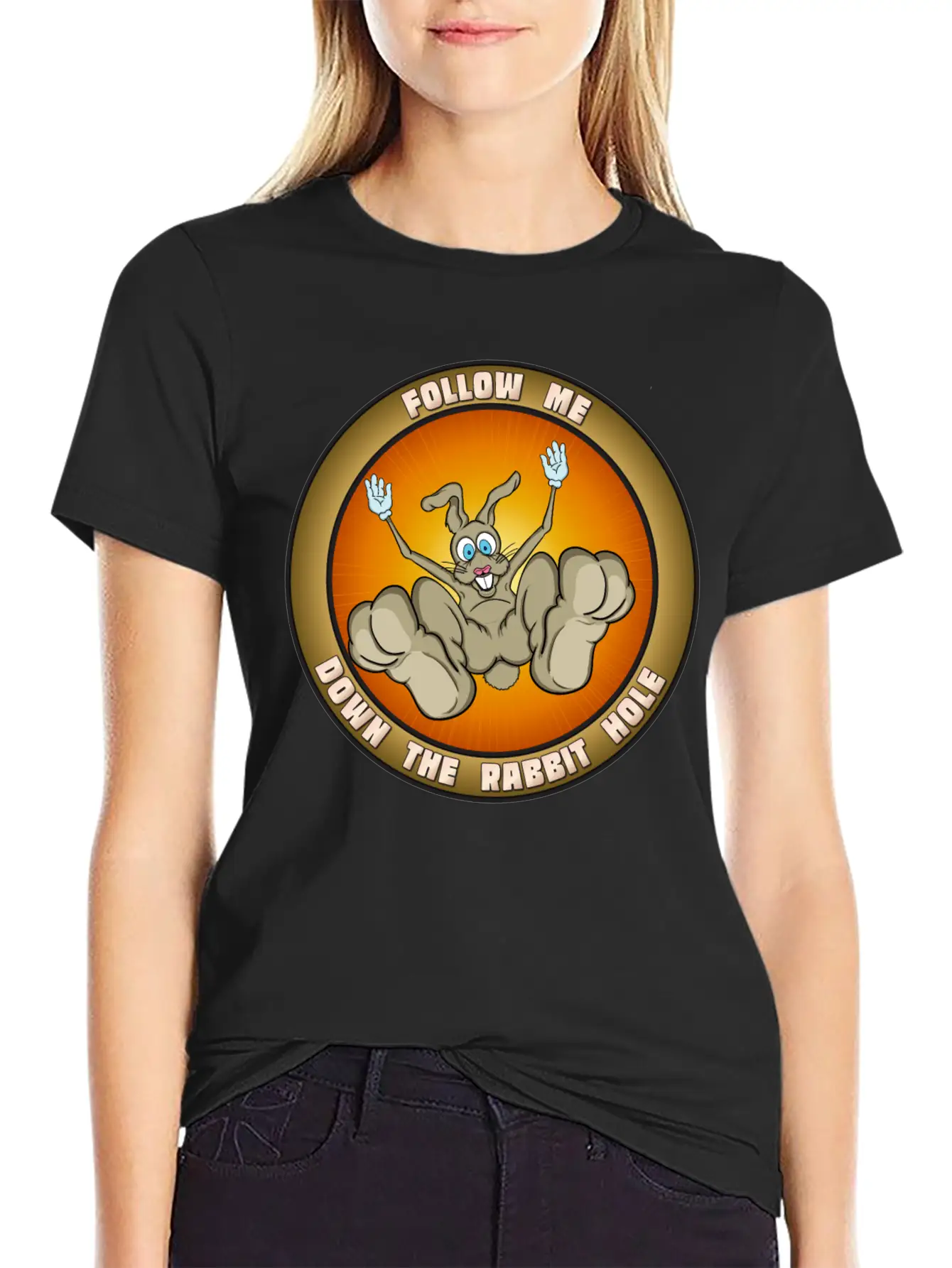 Down The Rabbit Hole Casual Graphic T-Shirt – Simple And Comfortable Daily Wear