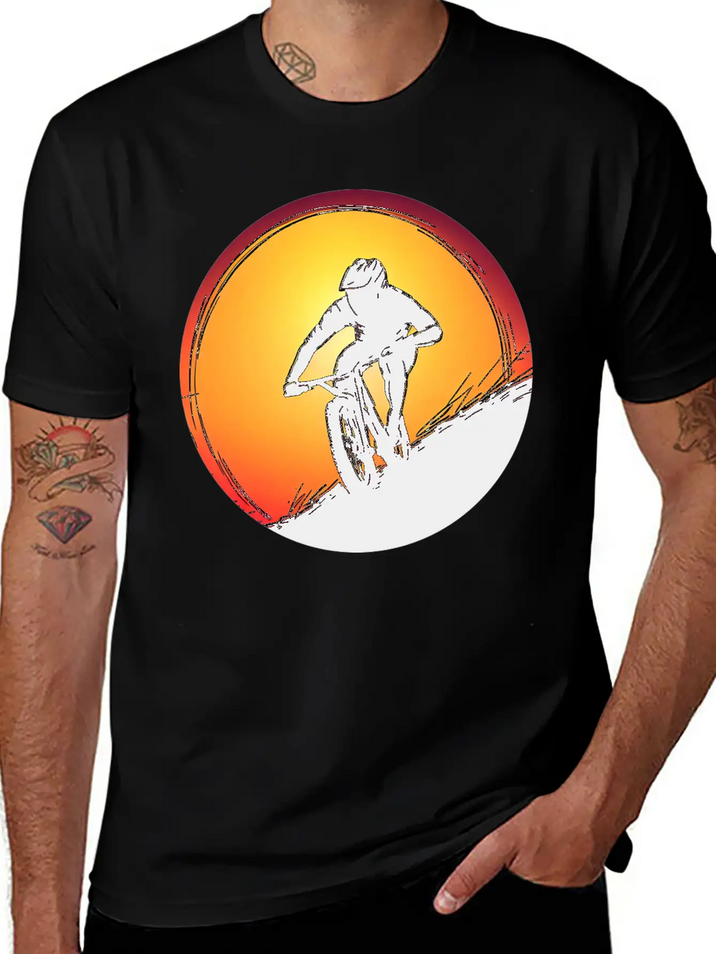 Downhill BMX Biker Sunset Sunset Design Breathable Soft Cotton T-Shirt – Timeless Casual Look