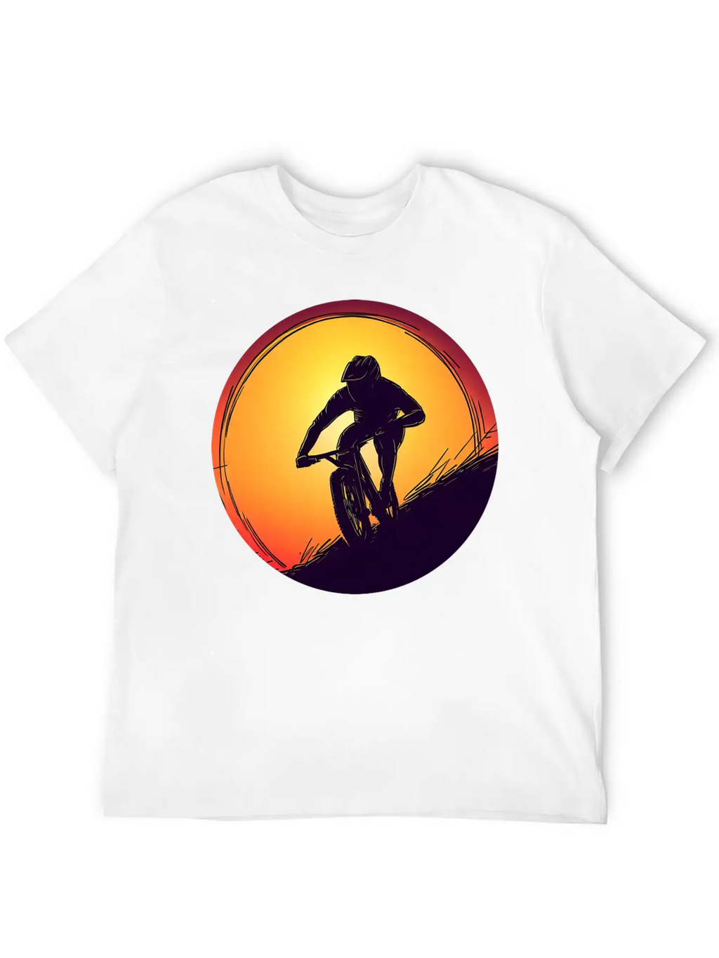 Downhill BMX Biker Sunset Sunset Design Breathable Soft Cotton T-Shirt – Timeless Casual Look