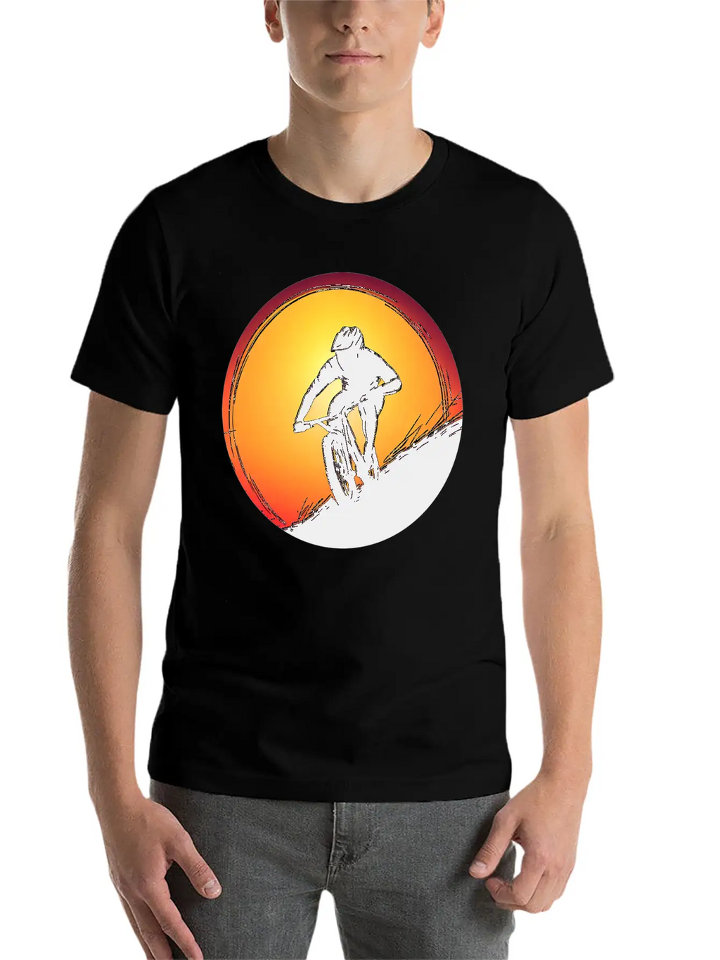 Downhill BMX Biker Sunset Sunset Design Breathable Soft Cotton T-Shirt – Timeless Casual Look