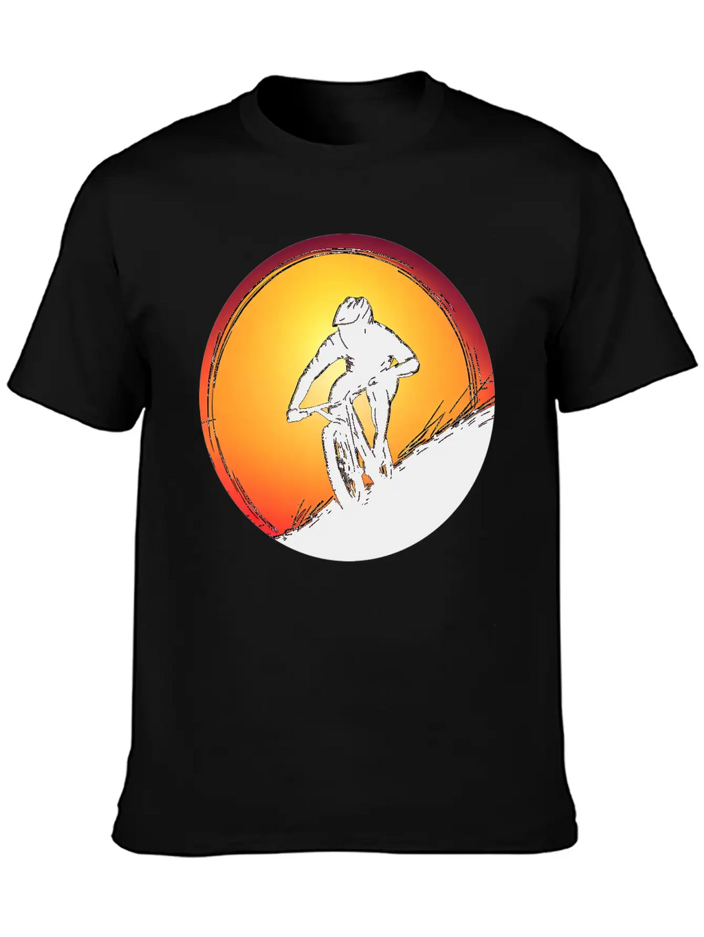 Downhill BMX Biker Sunset Sunset Design Breathable Soft Cotton T-Shirt – Timeless Casual Look