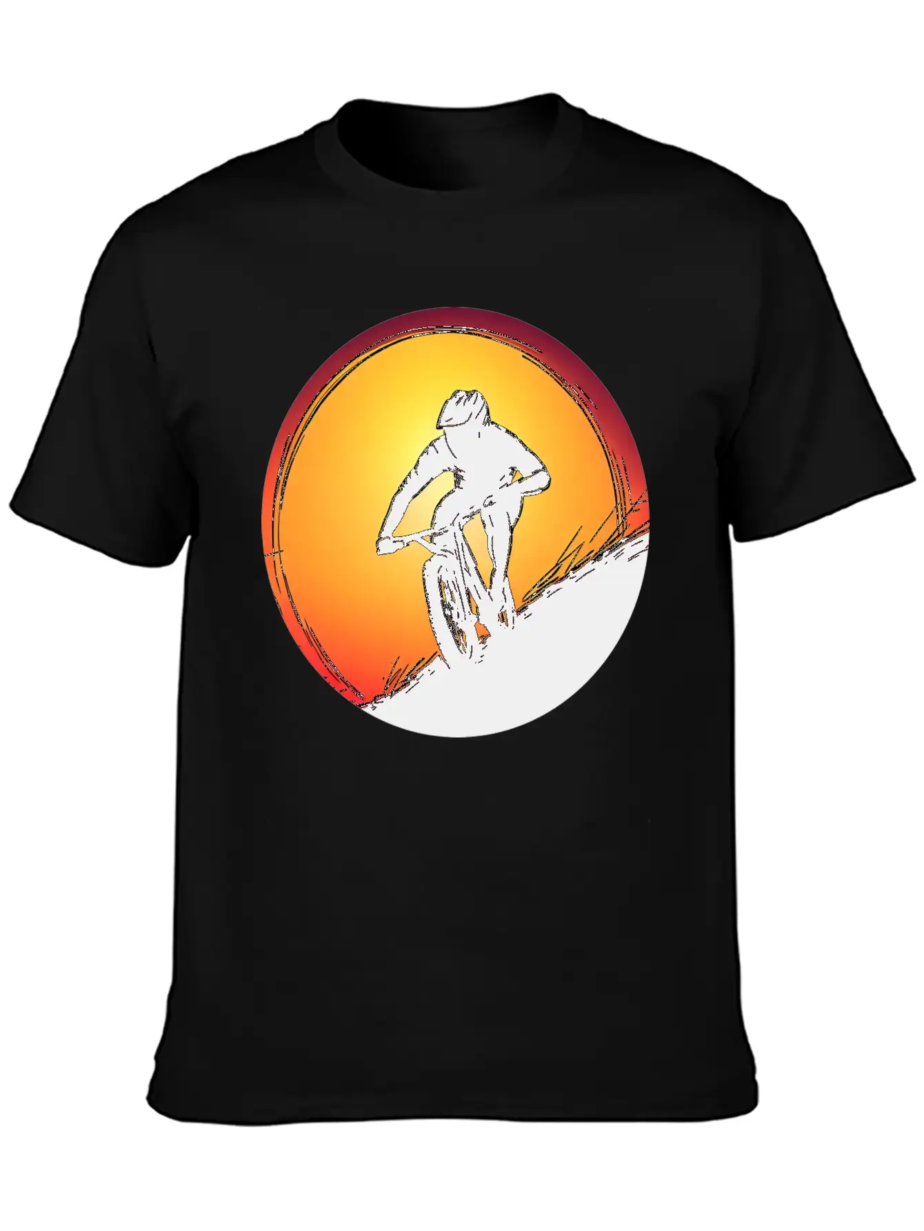 Downhill BMX Biker Sunset Sunset Design Breathable Soft Cotton T-Shirt – Timeless Casual Look