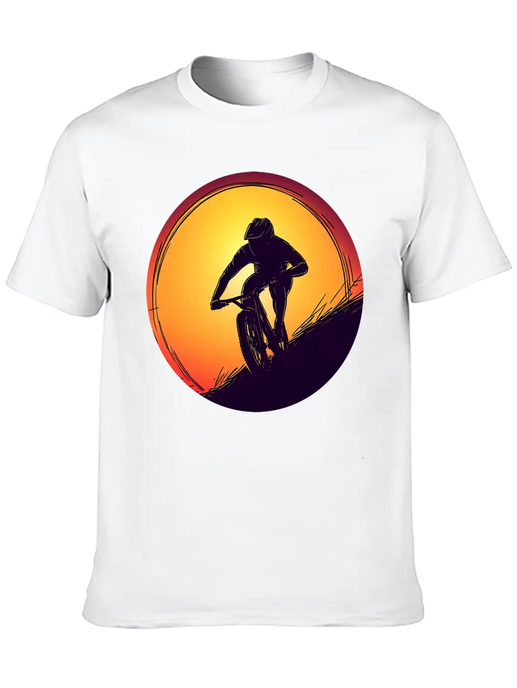 Downhill BMX Biker Sunset Sunset Design Breathable Soft Cotton T-Shirt – Timeless Casual Look