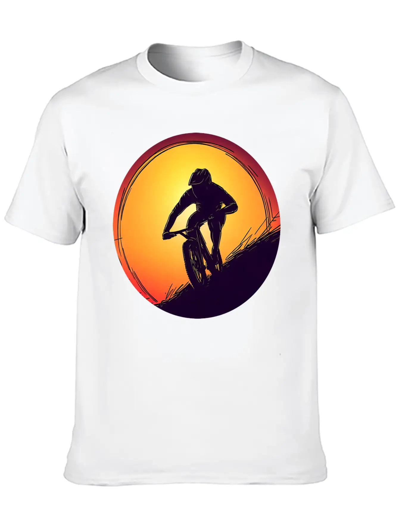 Downhill BMX Biker Sunset Sunset Design Breathable Soft Cotton T-Shirt – Timeless Casual Look