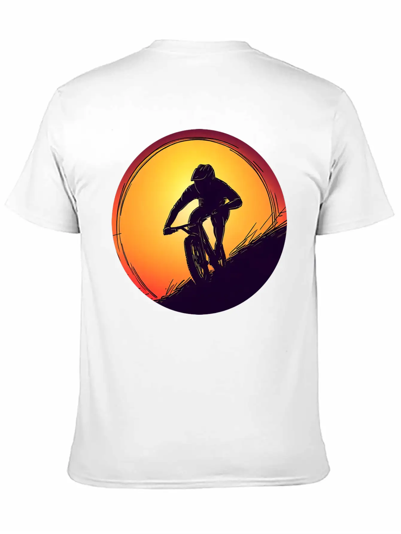 Downhill BMX Biker Sunset Sunset Design Breathable Soft Cotton T-Shirt – Timeless Casual Look