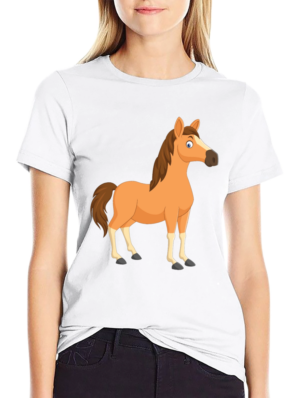 Black Horse Cartoon T-Shirt