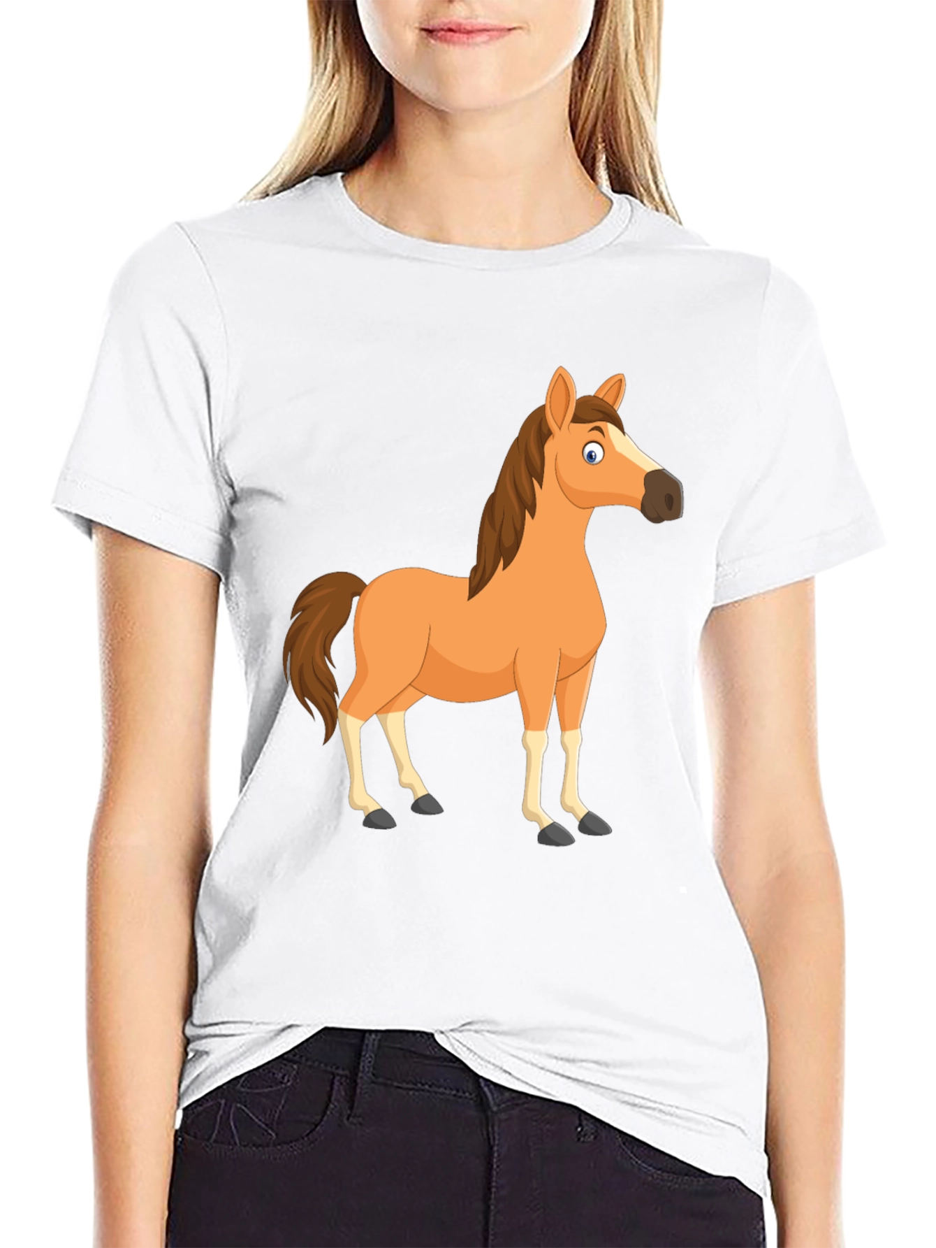 Black Horse Cartoon T-Shirt