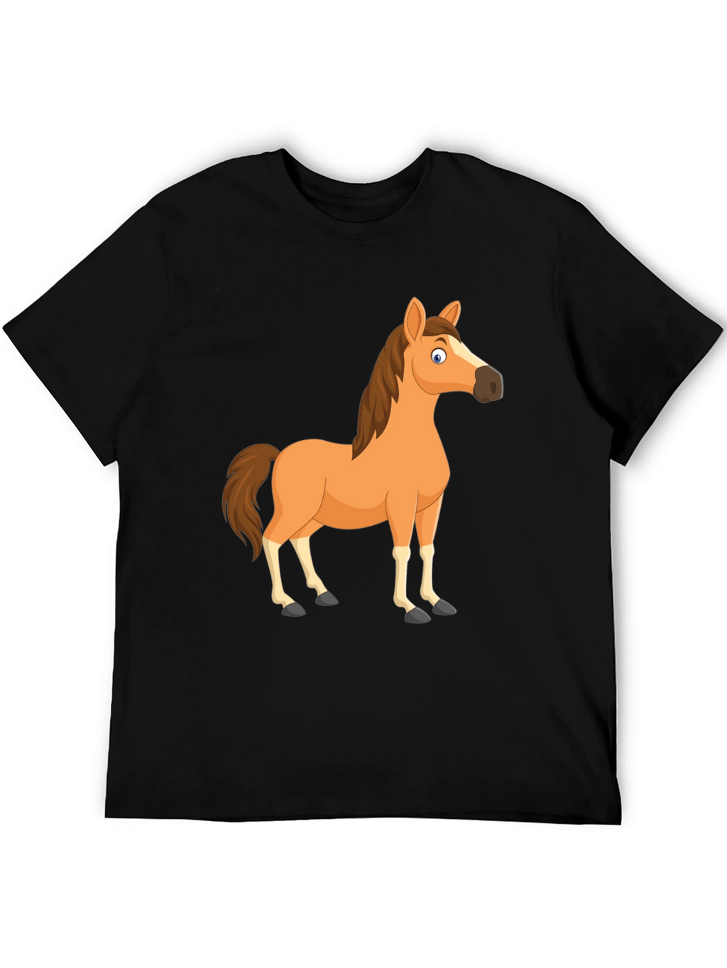 Black Horse Cartoon T-Shirt