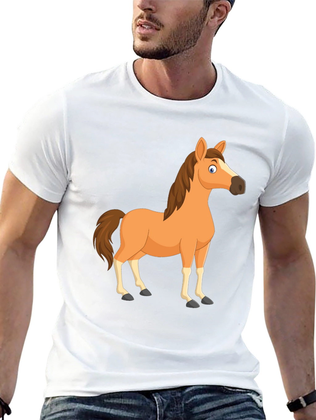 Black Horse Cartoon T-Shirt