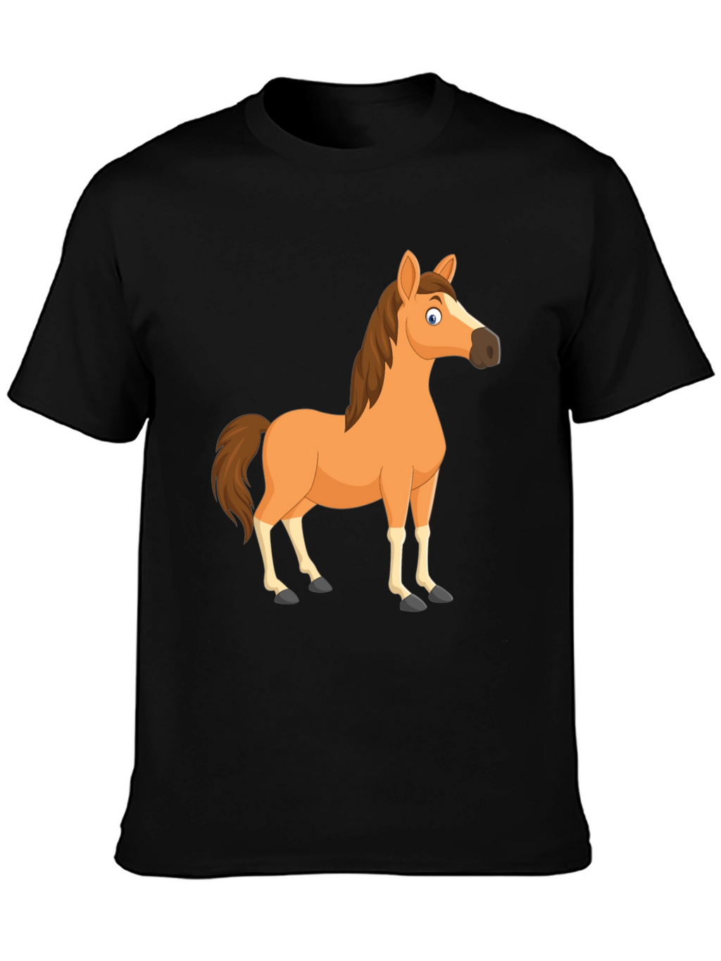 Black Horse Cartoon T-Shirt