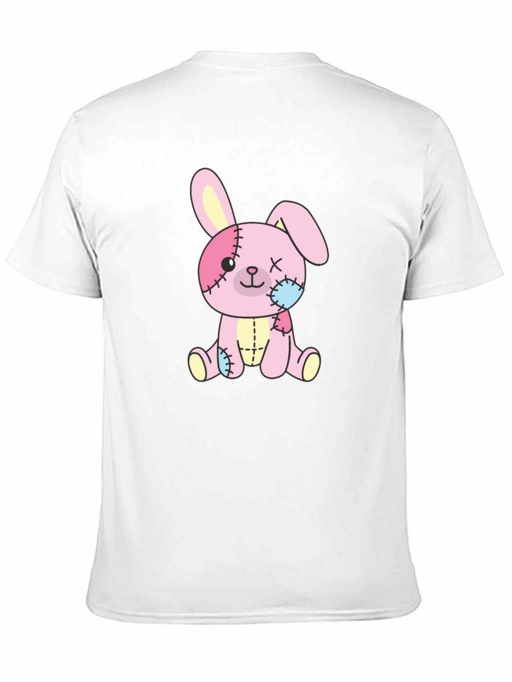 Cute Stitched Bunny Black T-Shirt