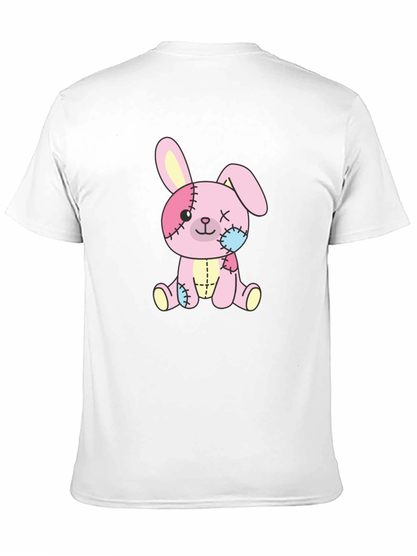 Cute Stitched Bunny Black T-Shirt
