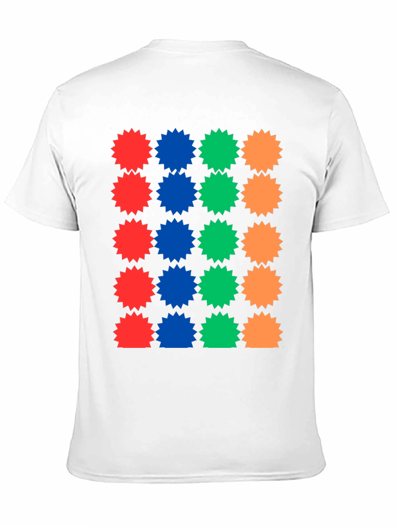 Colorful Starburst Pattern Black T-Shirt