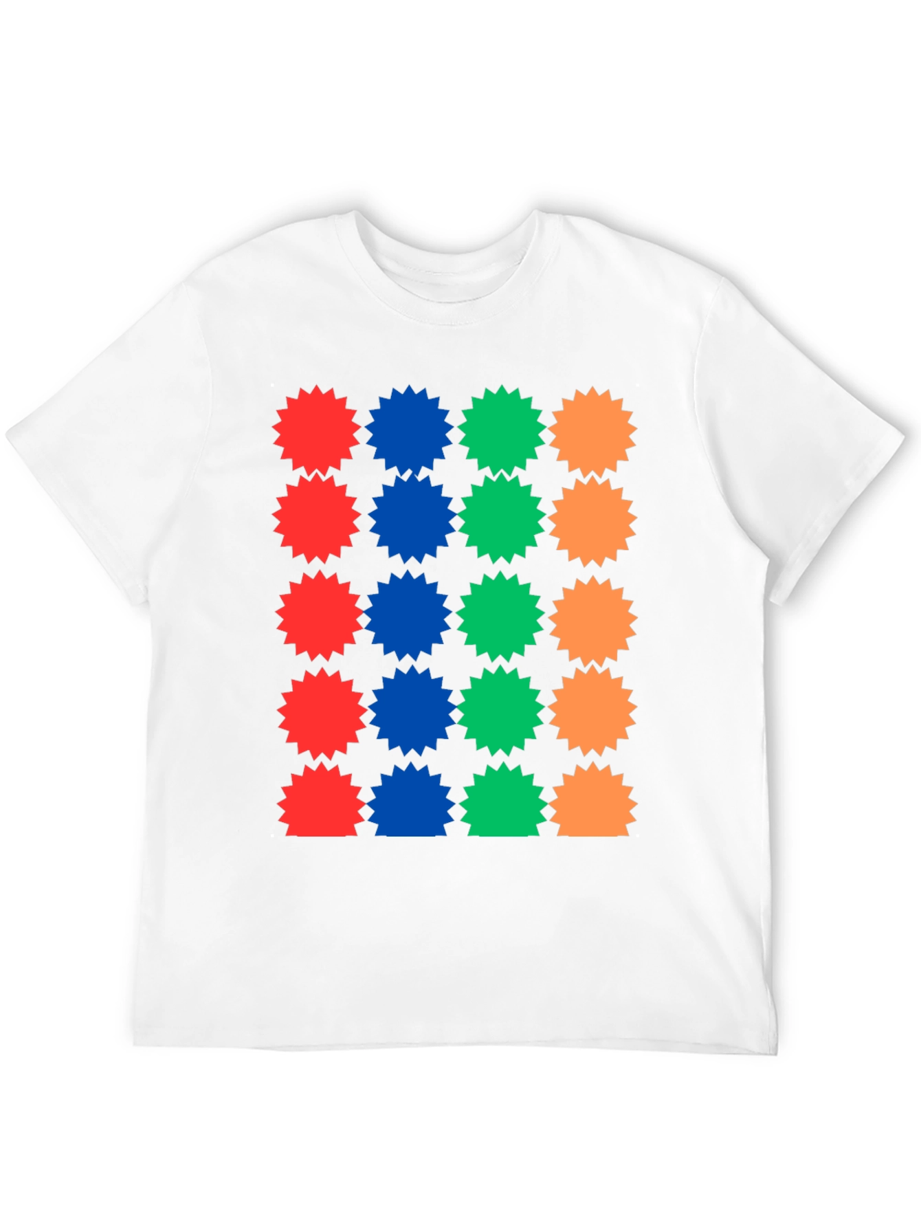 Colorful Starburst Pattern Black T-Shirt