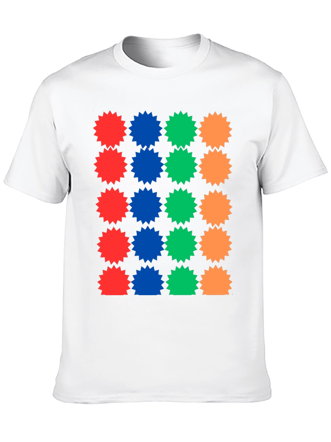 Colorful Starburst Pattern Black T-Shirt
