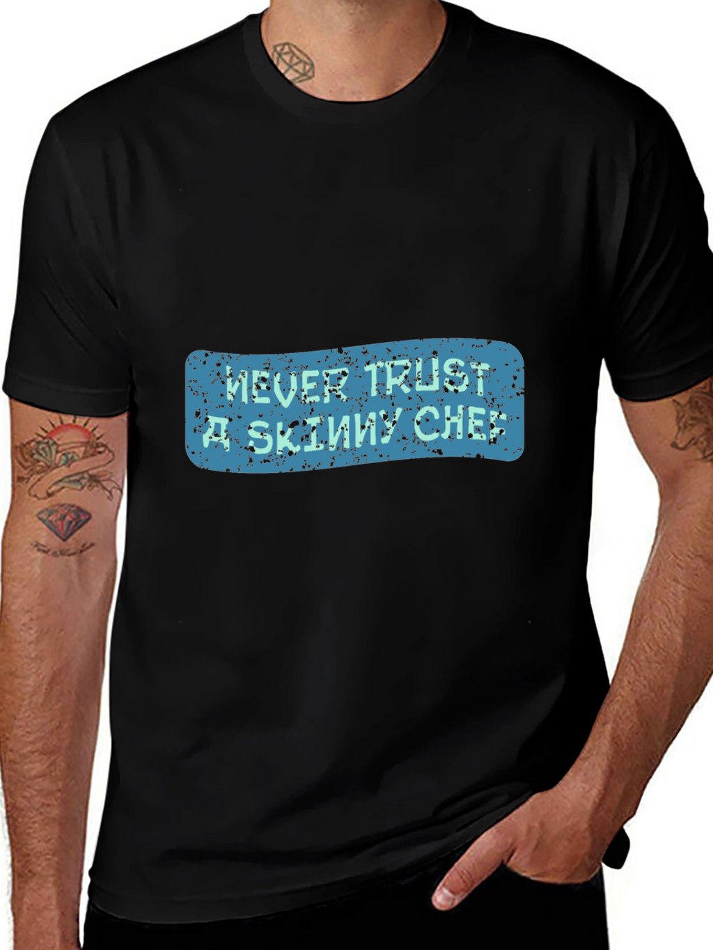 Never Trust a Skinny Chef Graphic Tee - Black