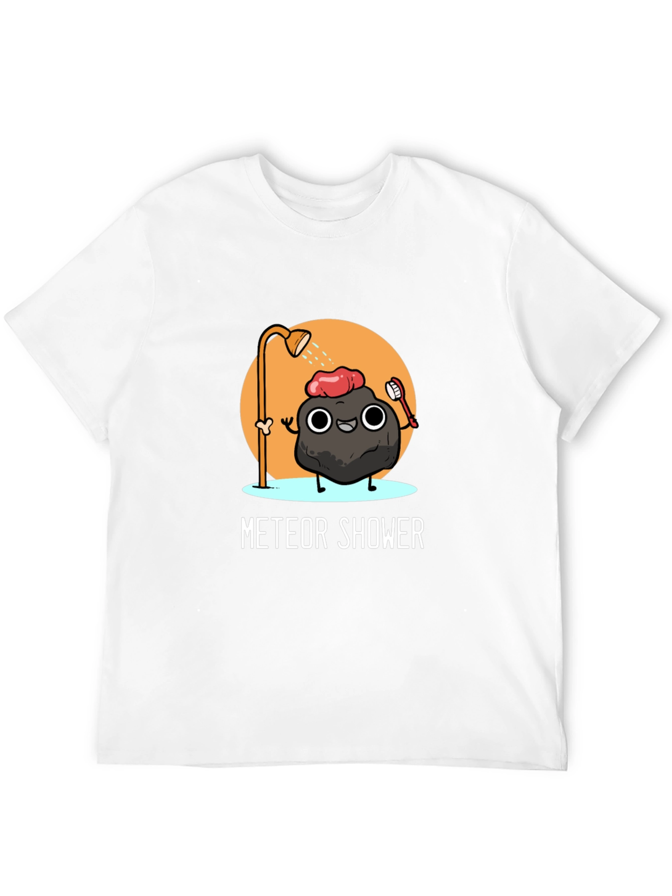 Meteor Shower Cartoon Black T-Shirt