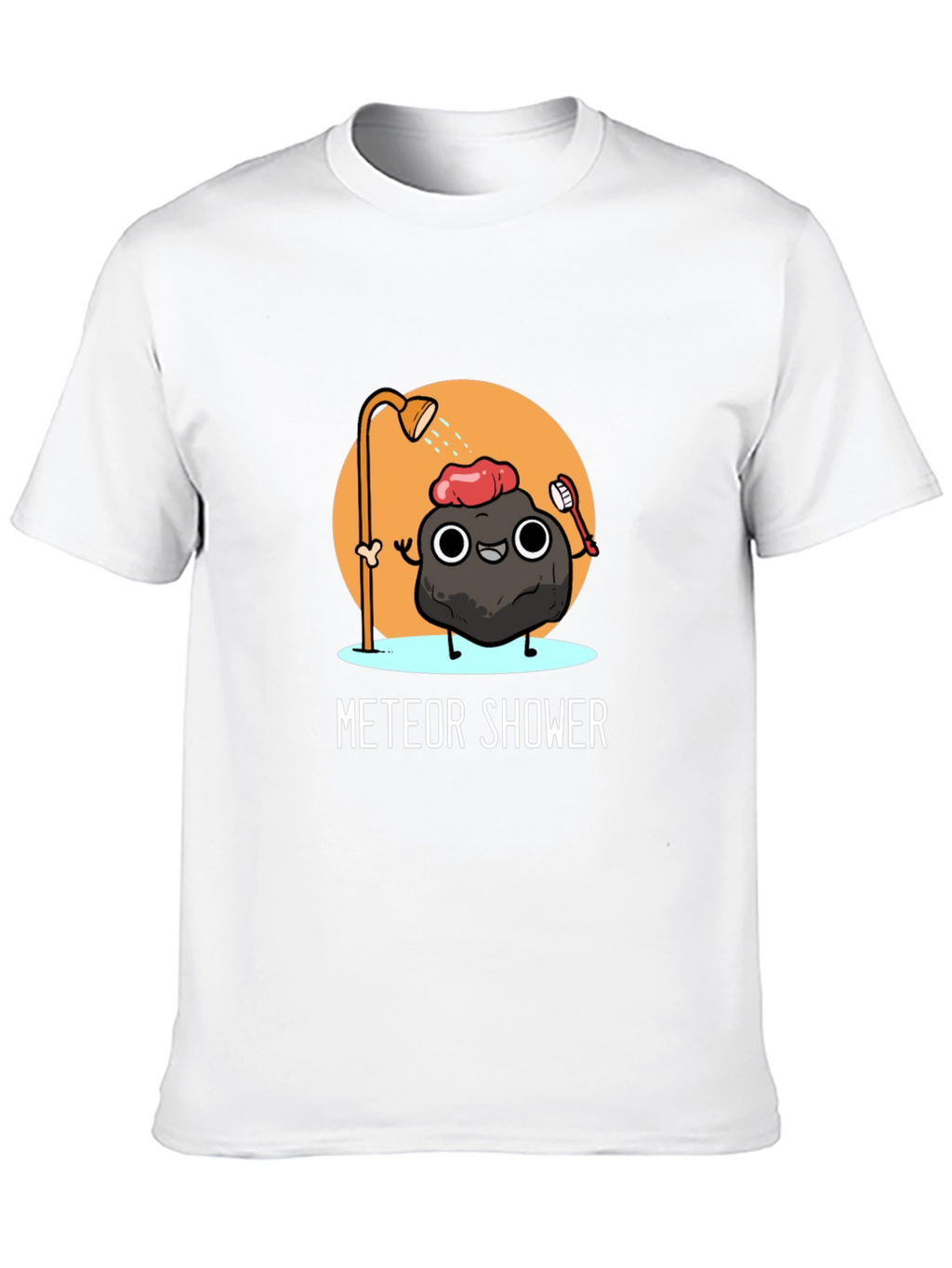 Meteor Shower Cartoon Black T-Shirt