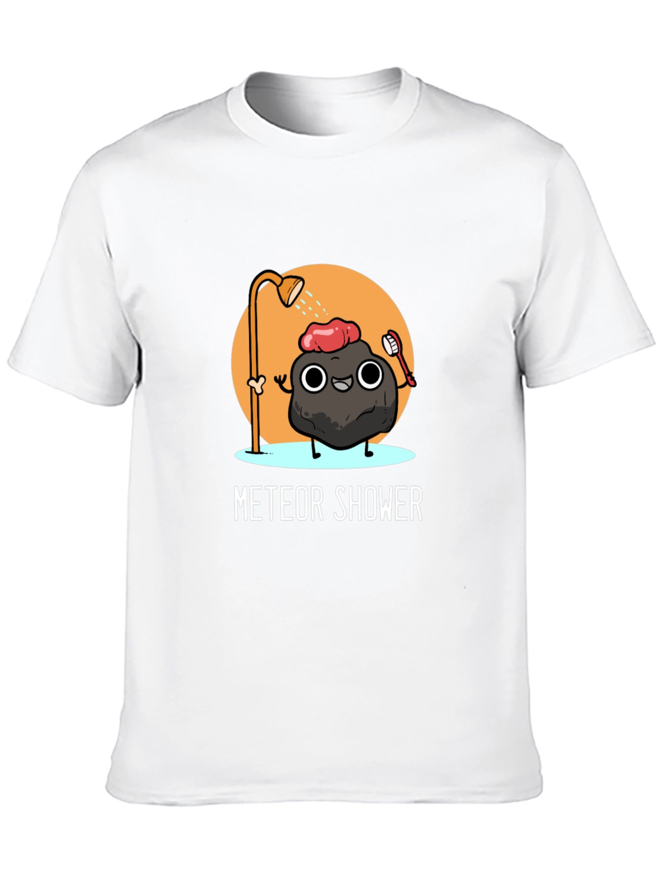 Meteor Shower Cartoon Black T-Shirt