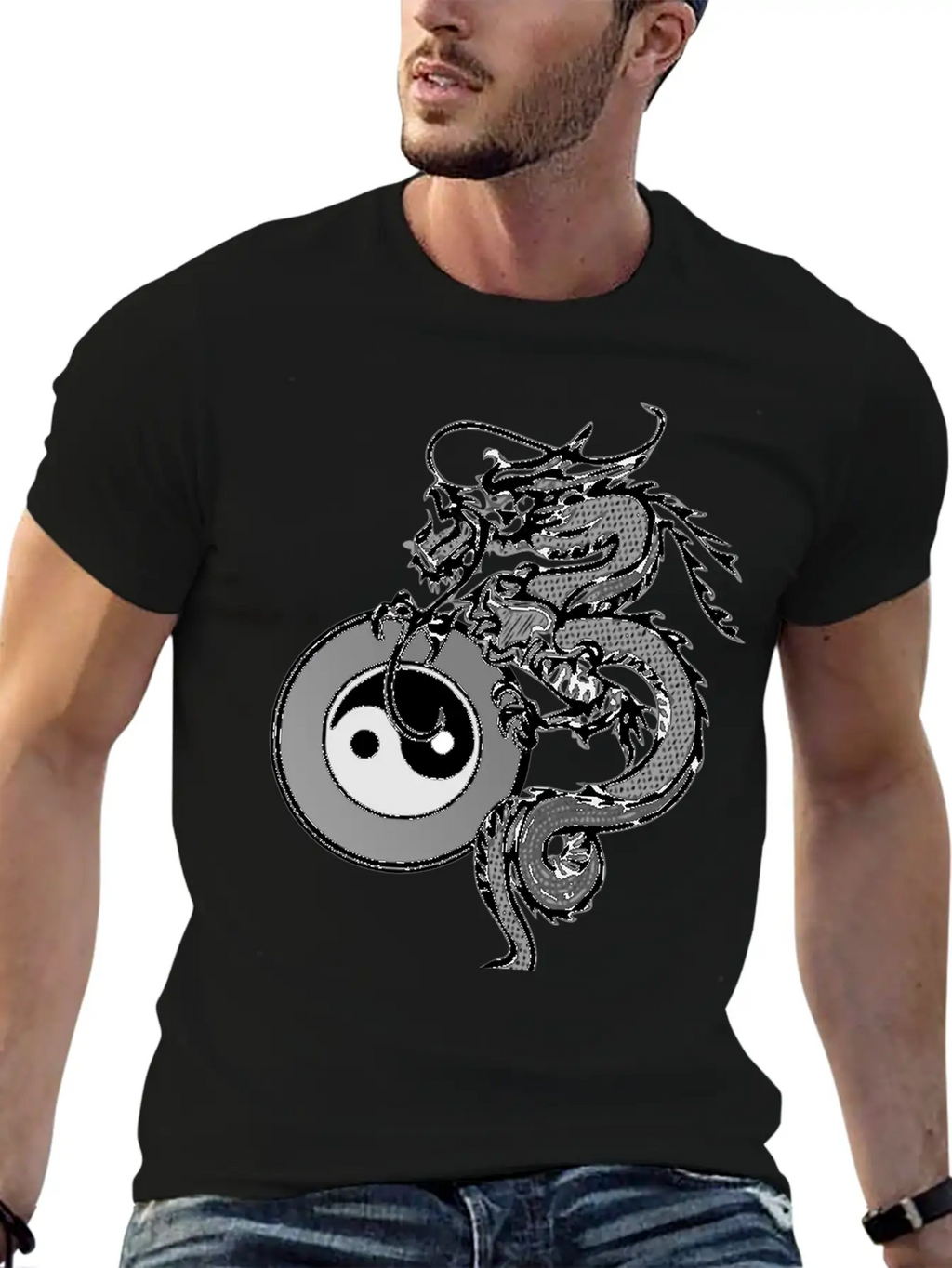 Dragon With Yin Yang Unisex Casual T-Shirt – Clean Design For Daily Comfort