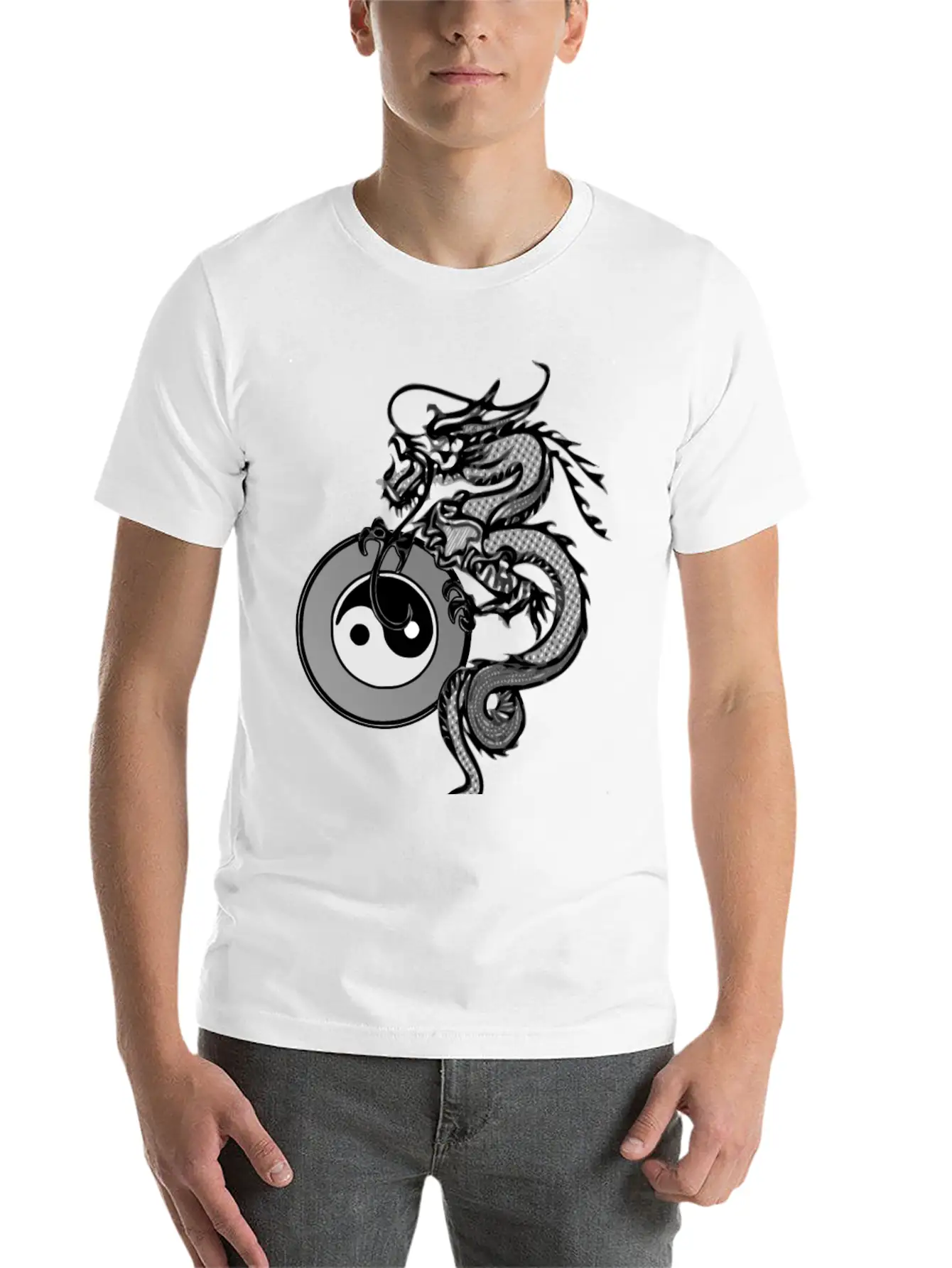 Dragon With Yin Yang Unisex Casual T-Shirt – Clean Design For Daily Comfort