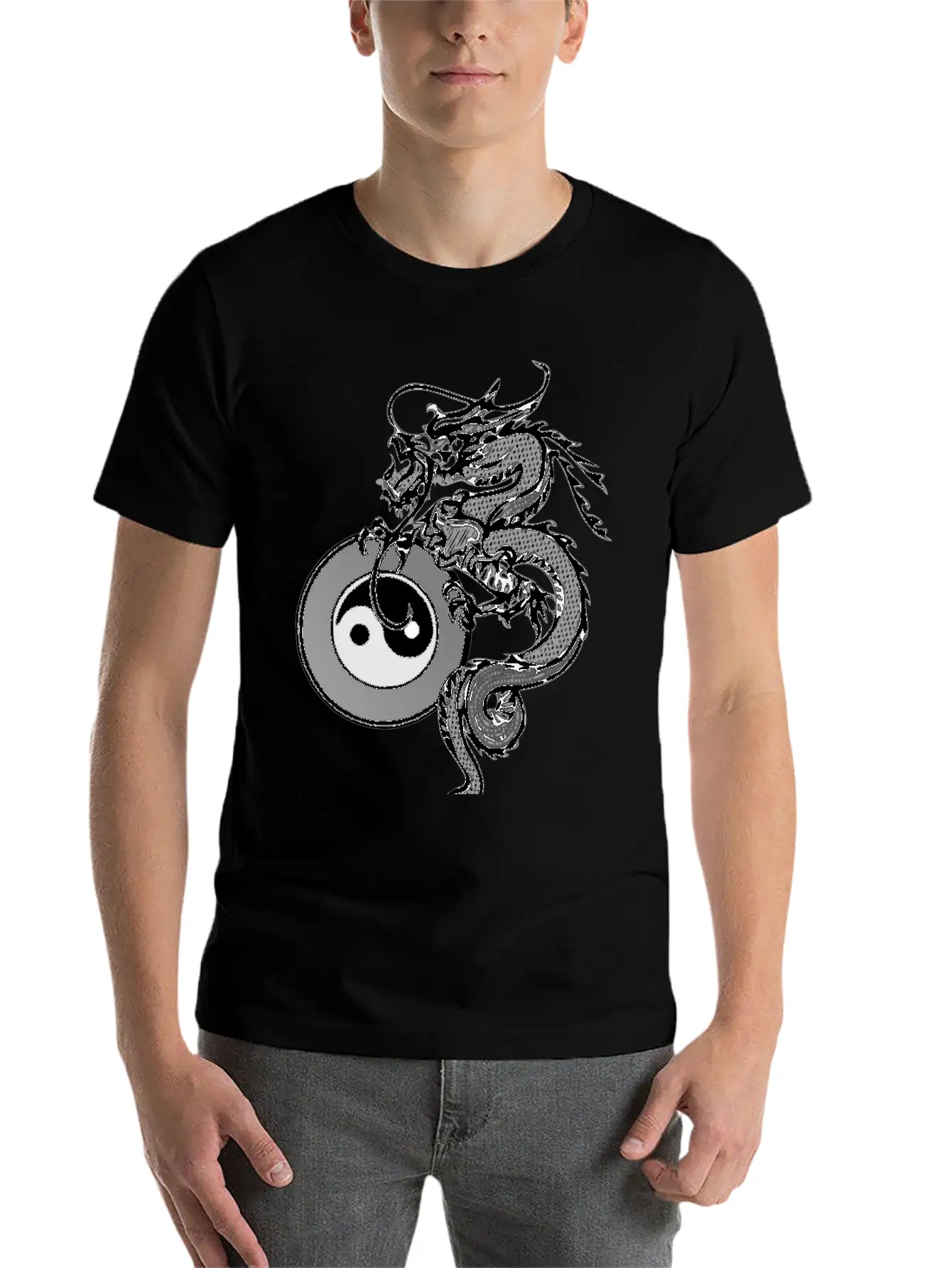 Dragon With Yin Yang Unisex Casual T-Shirt – Clean Design For Daily Comfort