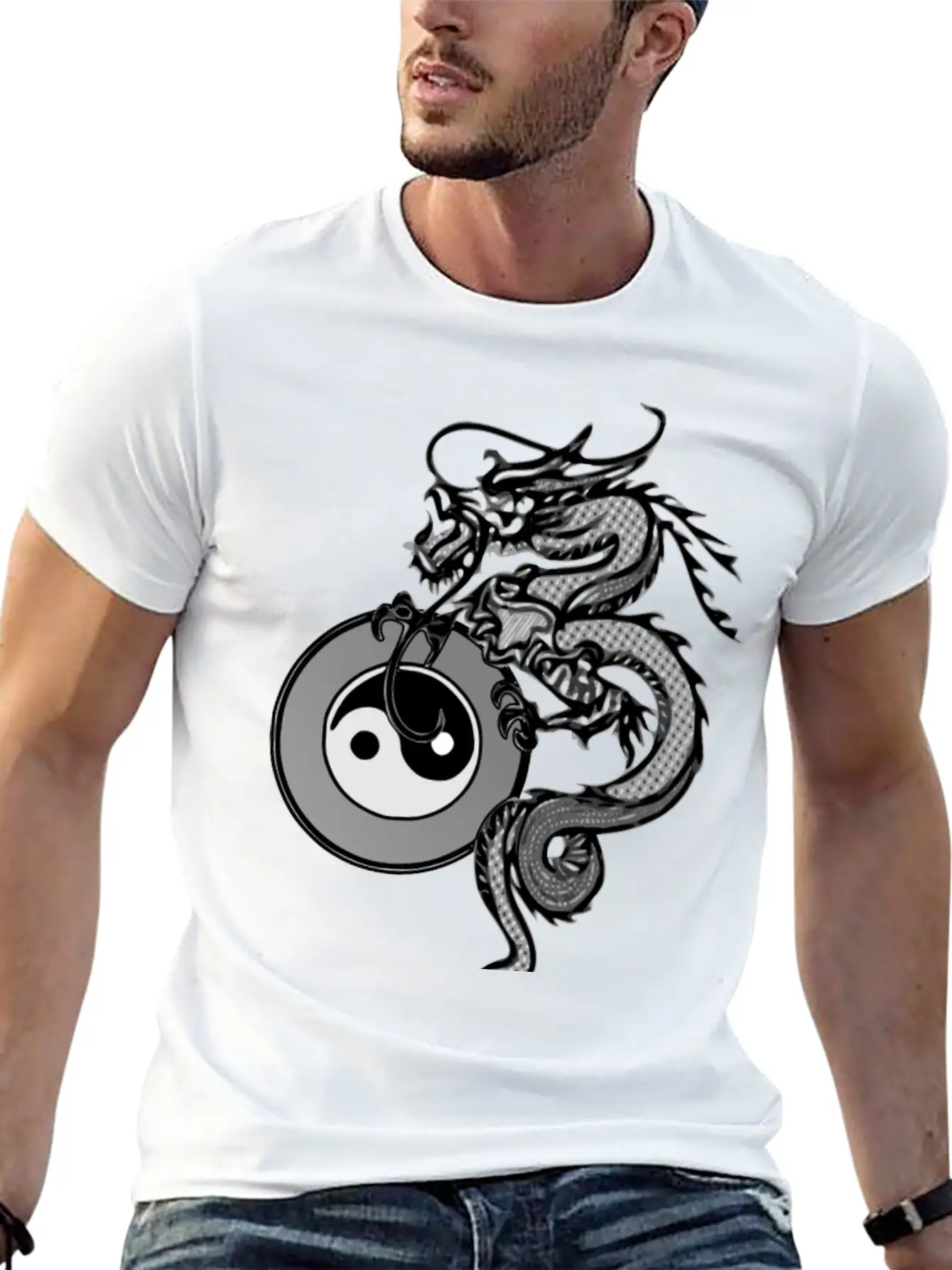 Dragon With Yin Yang Unisex Casual T-Shirt – Clean Design For Daily Comfort