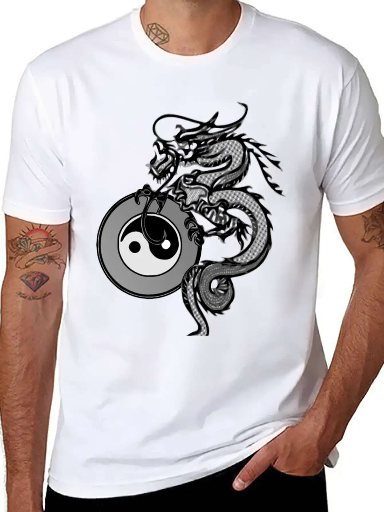 Dragon With Yin Yang Unisex Casual T-Shirt – Clean Design For Daily Comfort