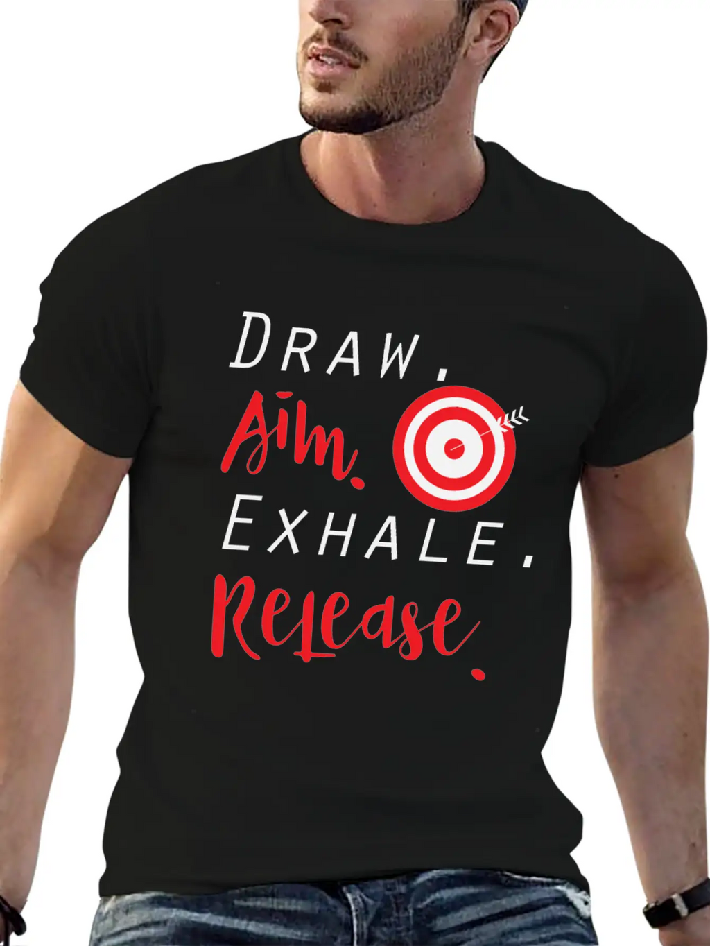 Draw Aim Release | Archery Bow And Arrow Sports Unisex Casual T-Shirt – Clean Design For Daily Comfort