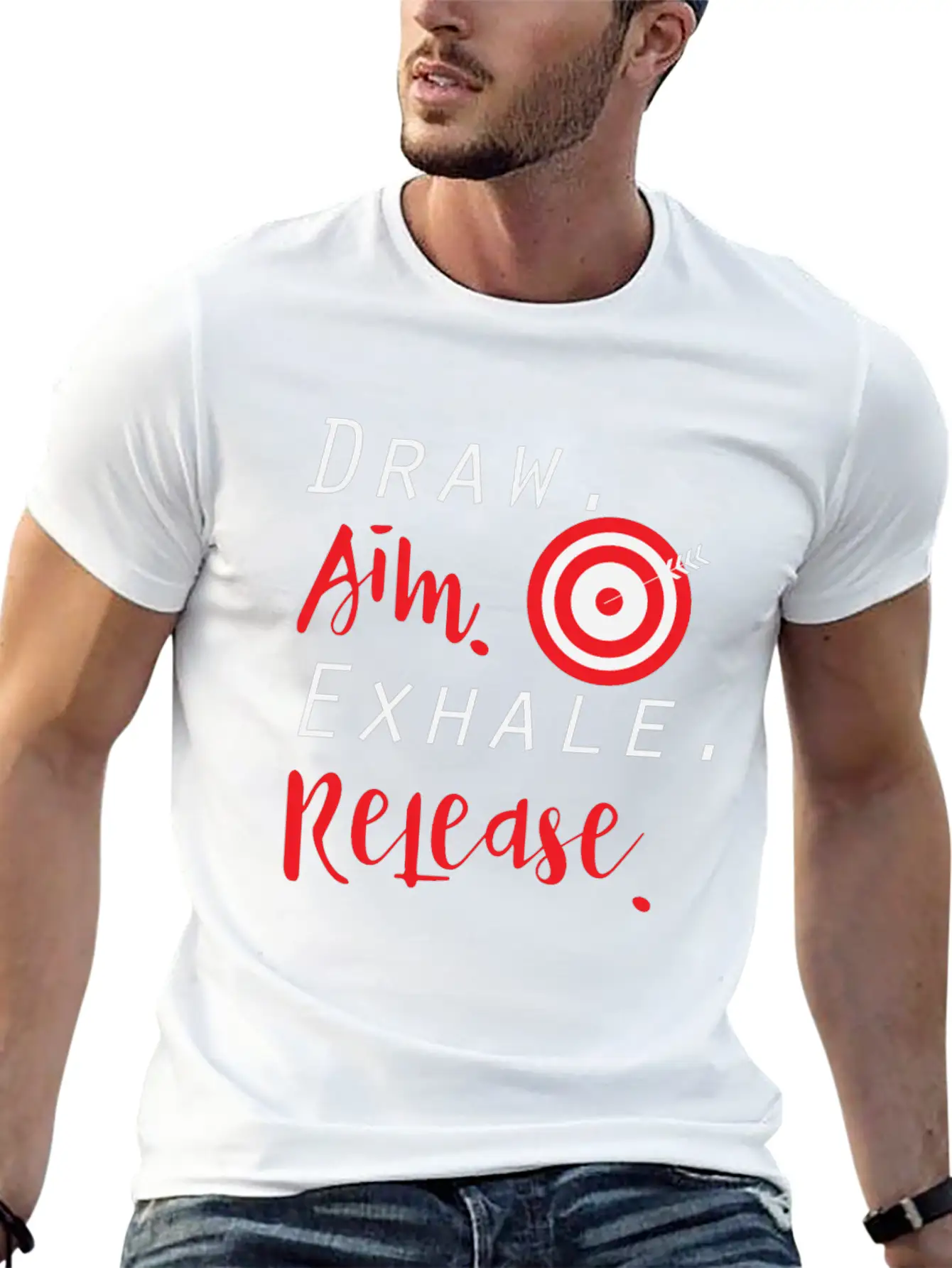 Draw Aim Release | Archery Bow And Arrow Sports Unisex Casual T-Shirt – Clean Design For Daily Comfort
