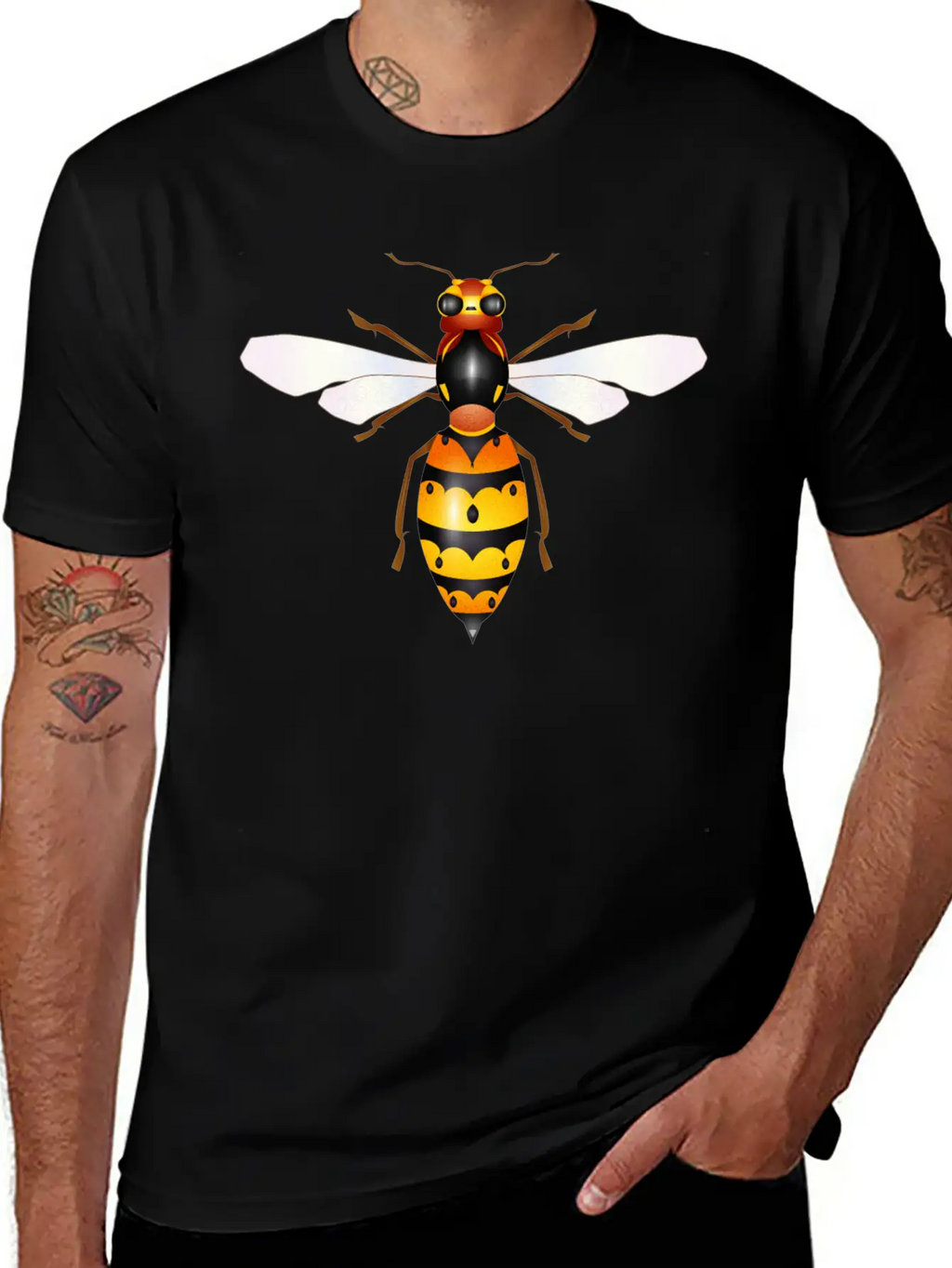 Drawing Of A Fascinating Hornet Unisex Casual T-Shirt – Clean Design For Daily Comfort