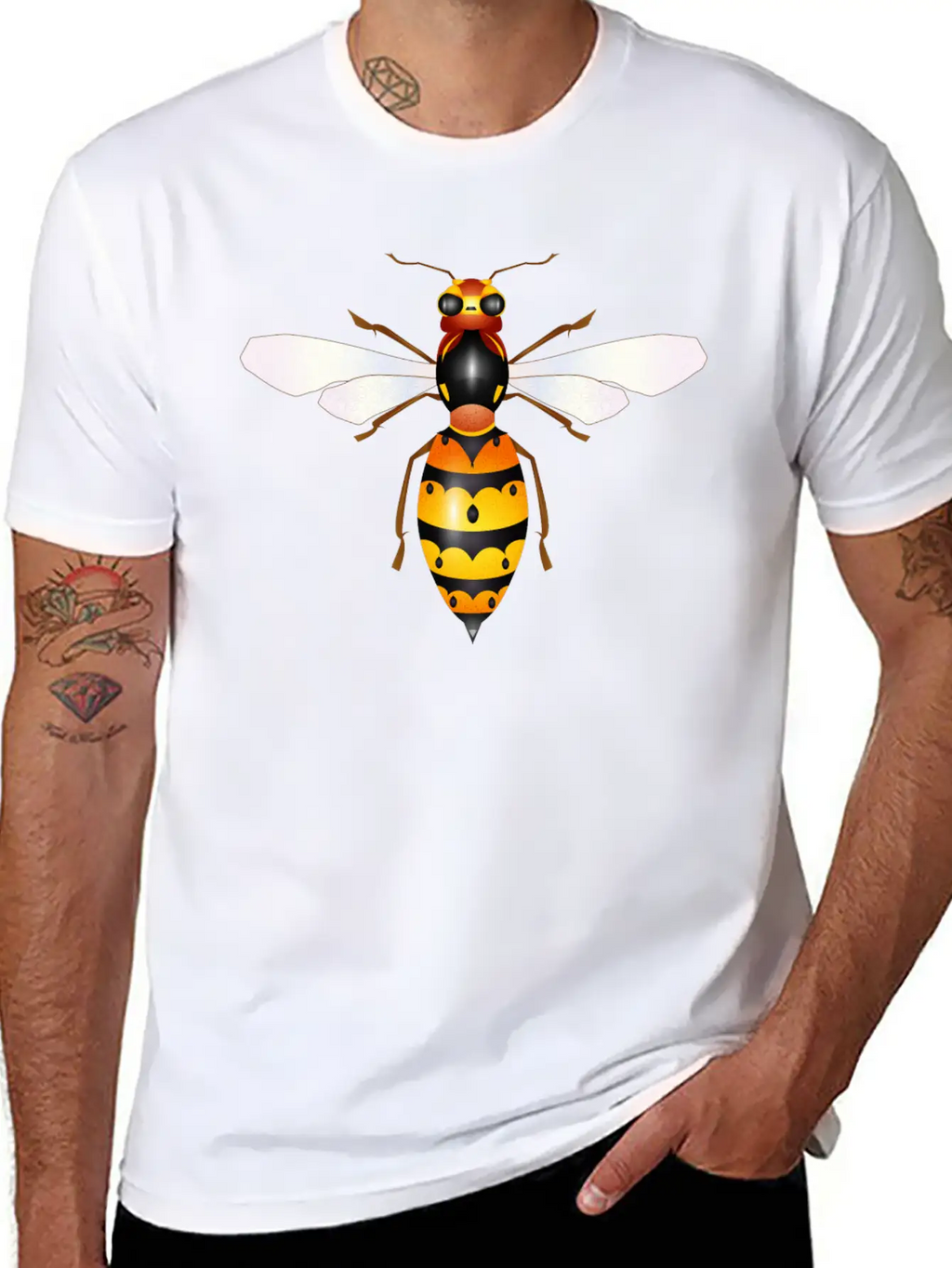Drawing Of A Fascinating Hornet Unisex Casual T-Shirt – Clean Design For Daily Comfort
