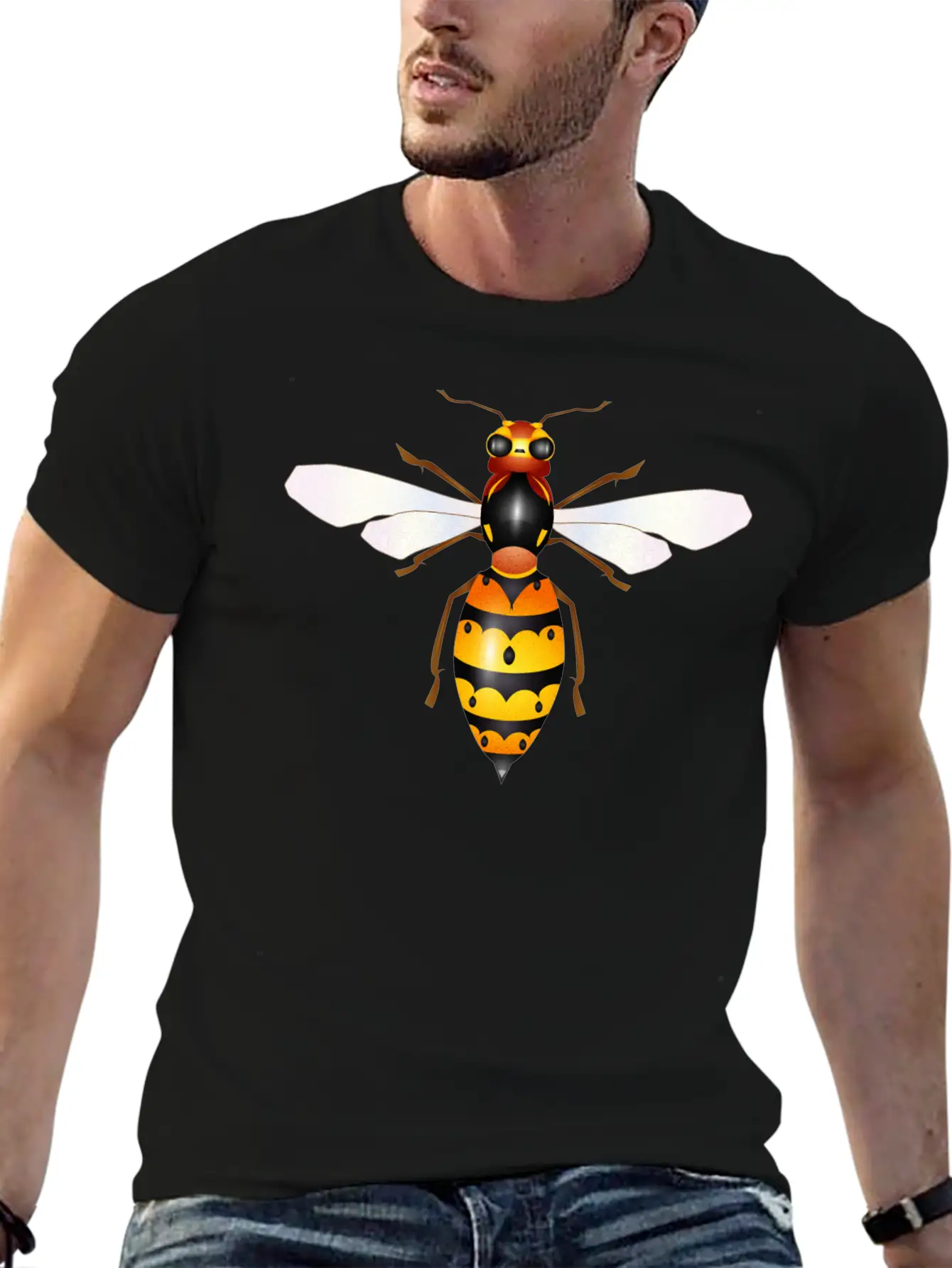 Drawing Of A Fascinating Hornet Unisex Casual T-Shirt – Clean Design For Daily Comfort