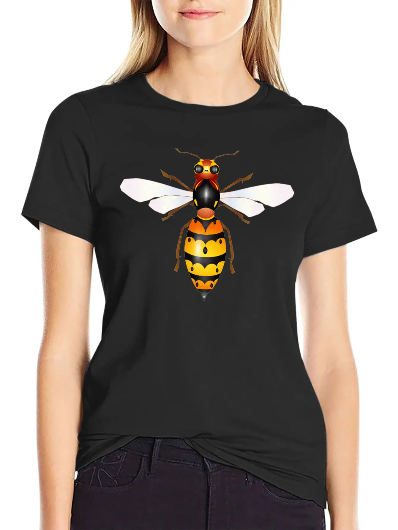 Drawing Of A Fascinating Hornet Unisex Casual T-Shirt – Clean Design For Daily Comfort